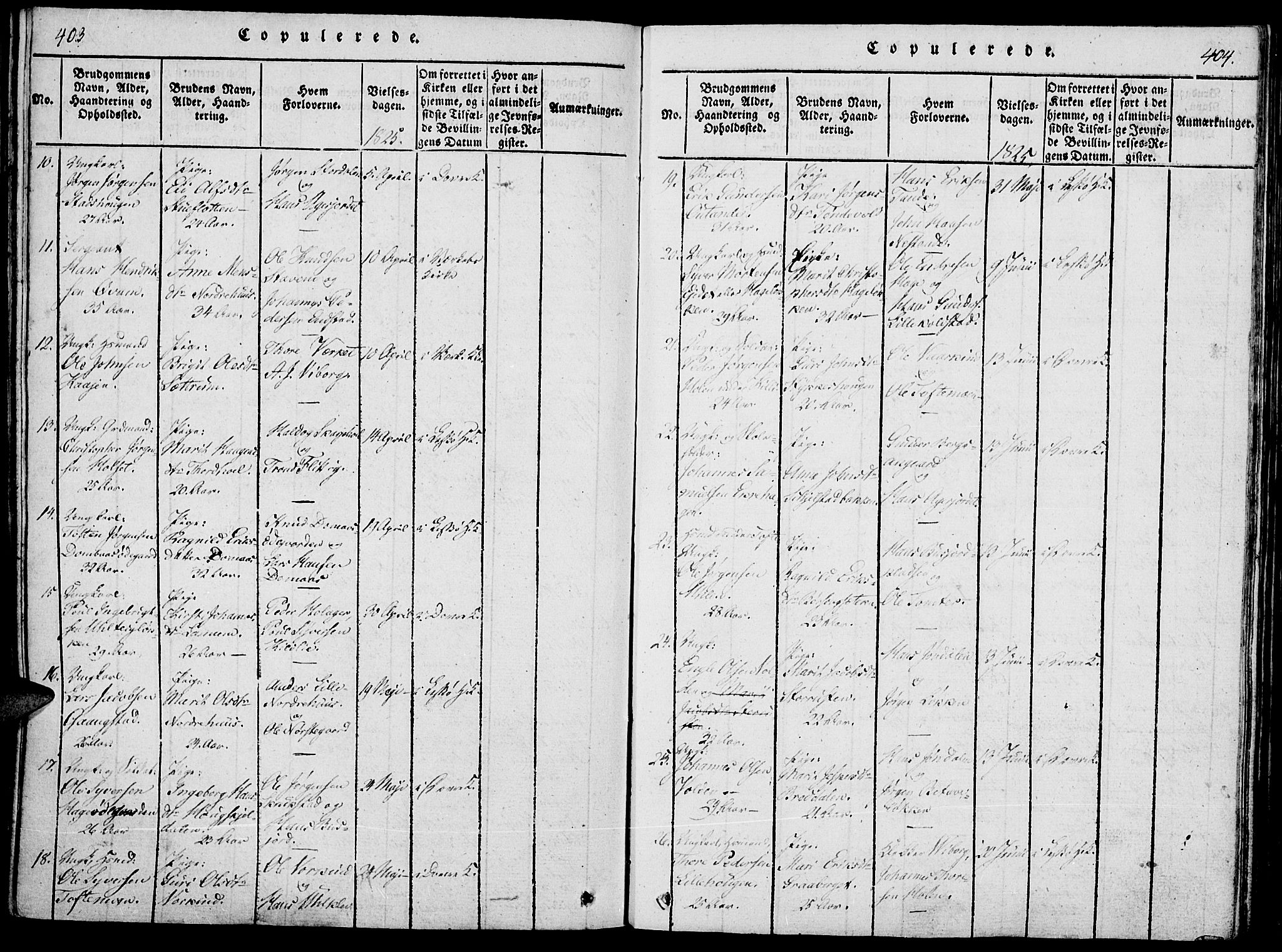 Lesja prestekontor, AV/SAH-PREST-068/H/Ha/Haa/L0004: Parish register (official) no. 4, 1820-1829, p. 403-404