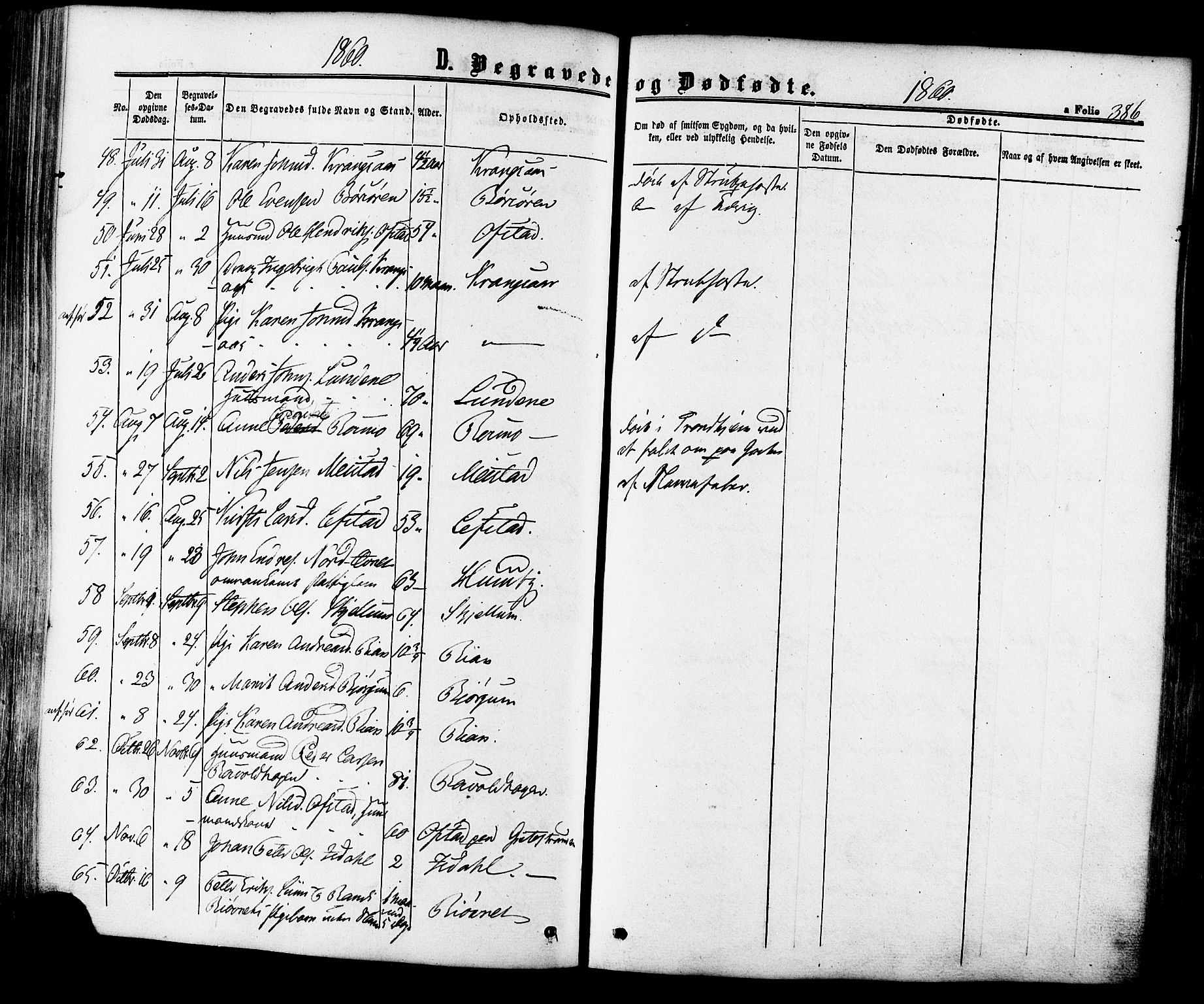 Ministerialprotokoller, klokkerbøker og fødselsregistre - Sør-Trøndelag, SAT/A-1456/665/L0772: Parish register (official) no. 665A07, 1856-1878, p. 386