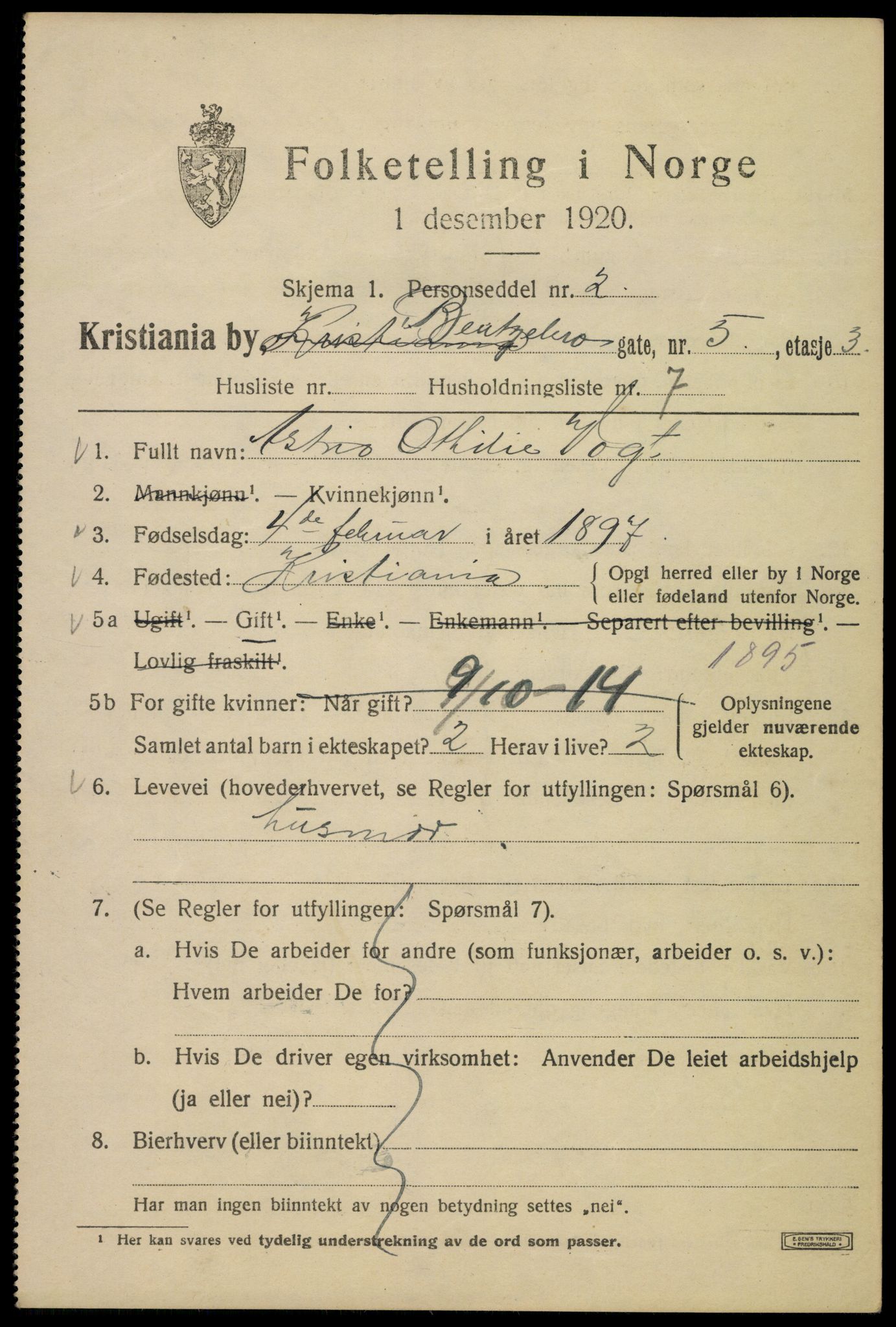 SAO, 1920 census for Kristiania, 1920, p. 151029