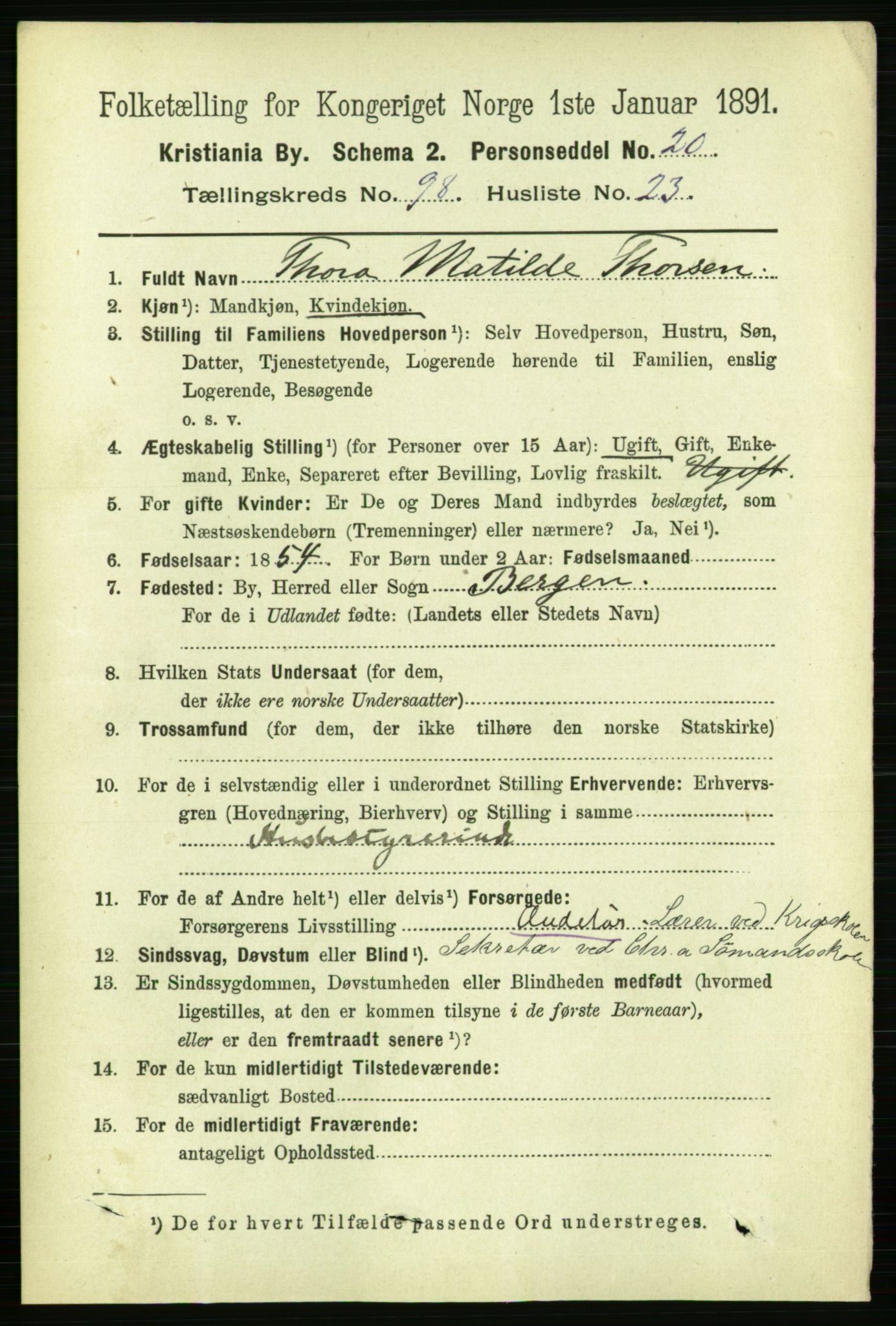 RA, 1891 census for 0301 Kristiania, 1891, p. 48508