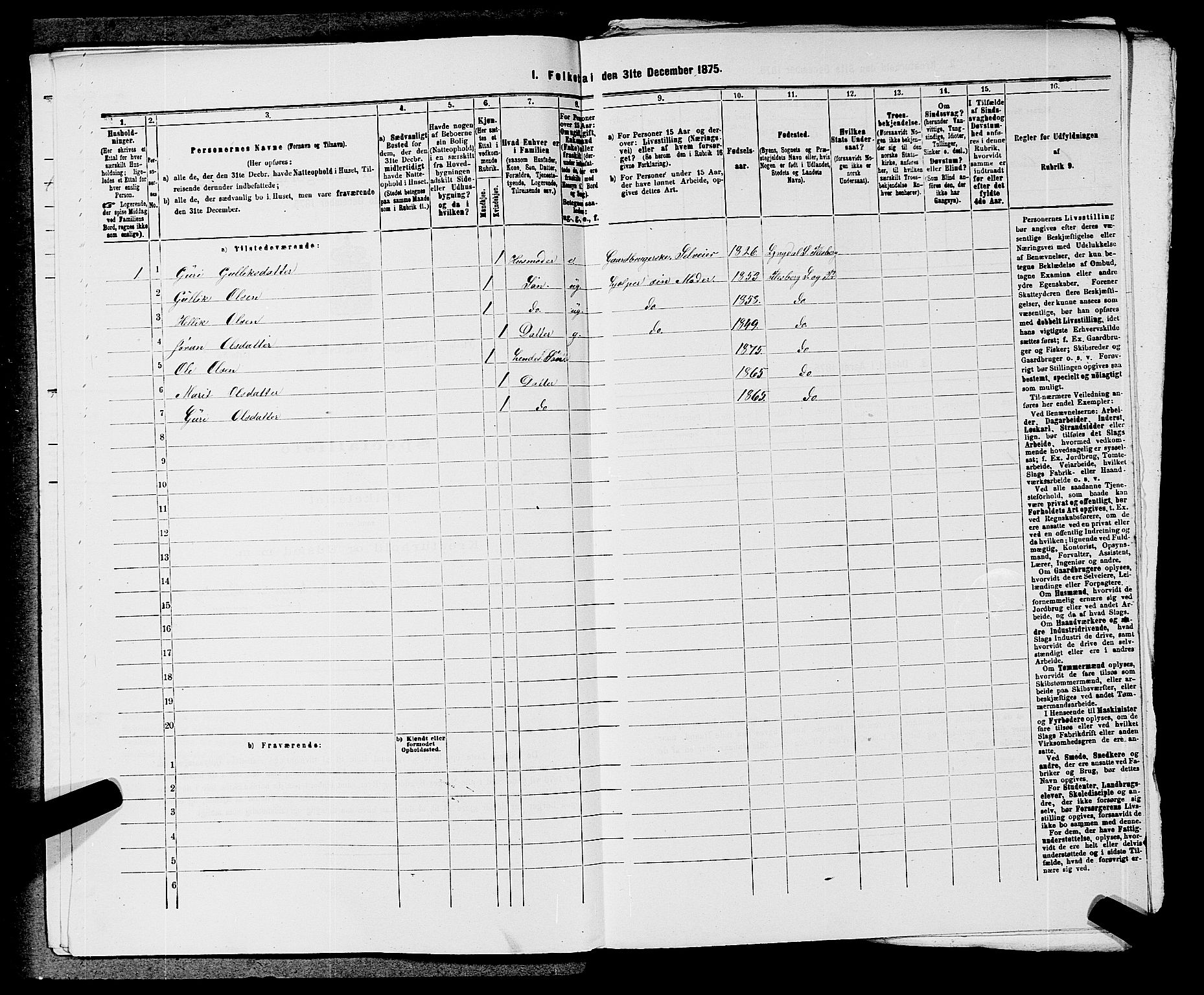 SAKO, 1875 census for 0631P Flesberg, 1875, p. 473