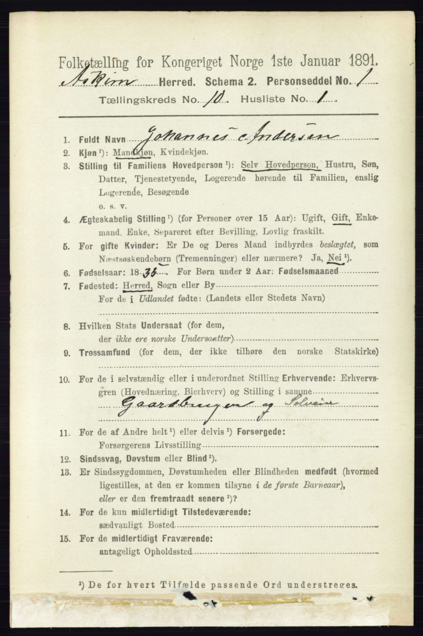 RA, 1891 census for 0124 Askim, 1891, p. 1607