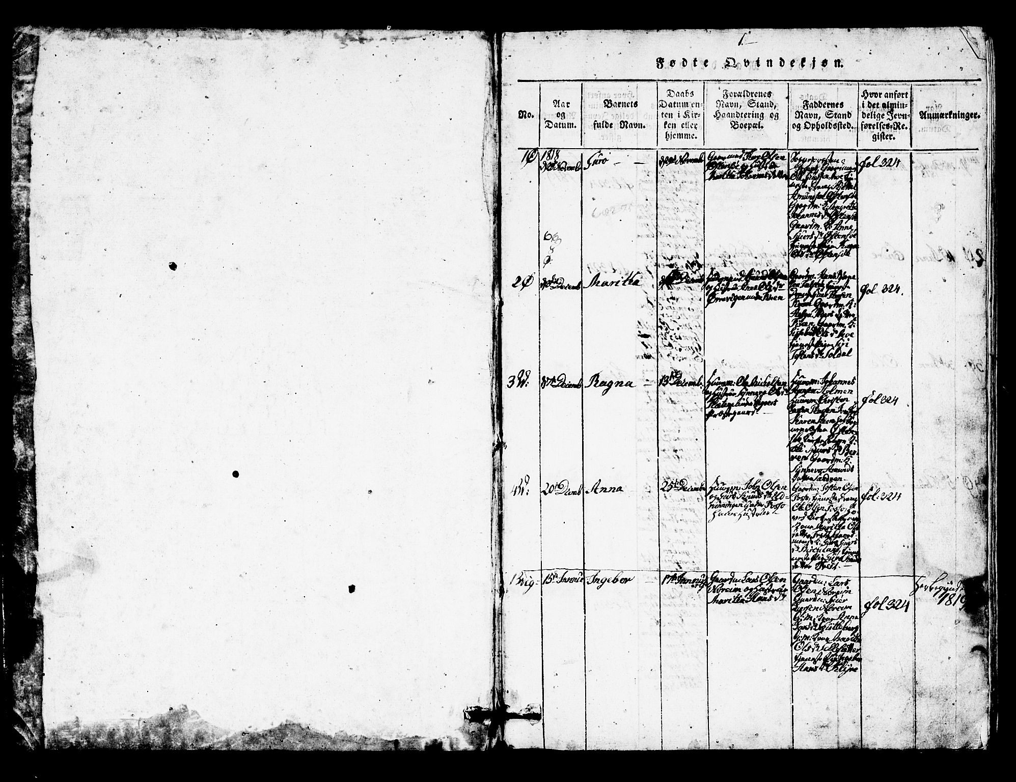 Kvam sokneprestembete, SAB/A-76201/H/Hab: Parish register (copy) no. A 1, 1818-1832, p. 1