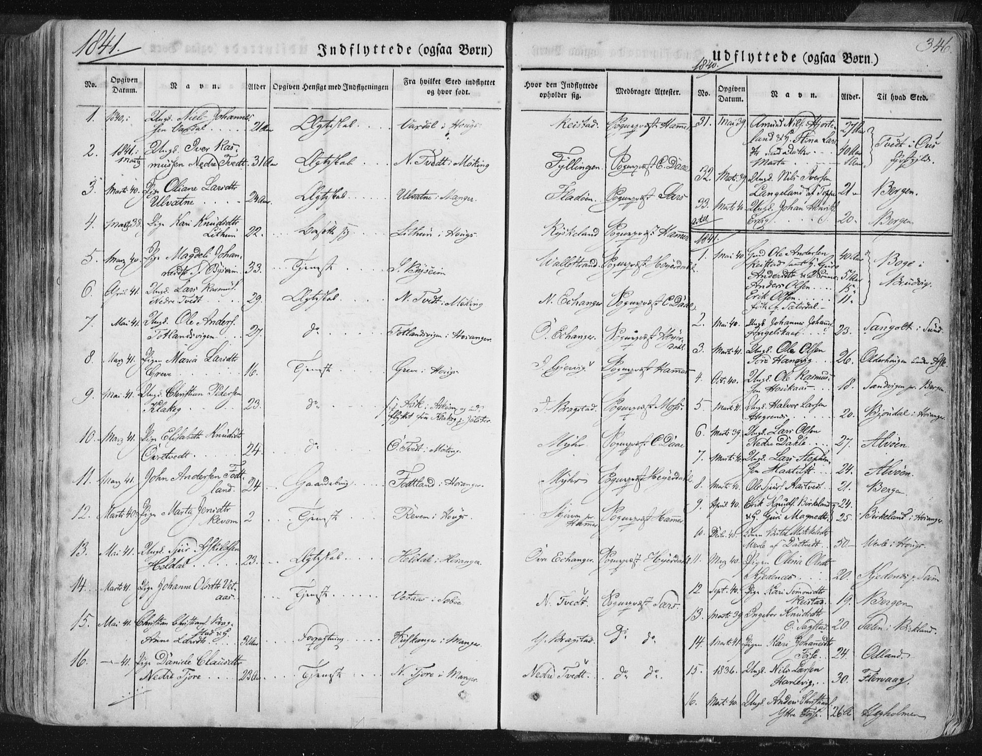 Hamre sokneprestembete, AV/SAB-A-75501/H/Ha/Haa/Haaa/L0012: Parish register (official) no. A 12, 1834-1845, p. 346