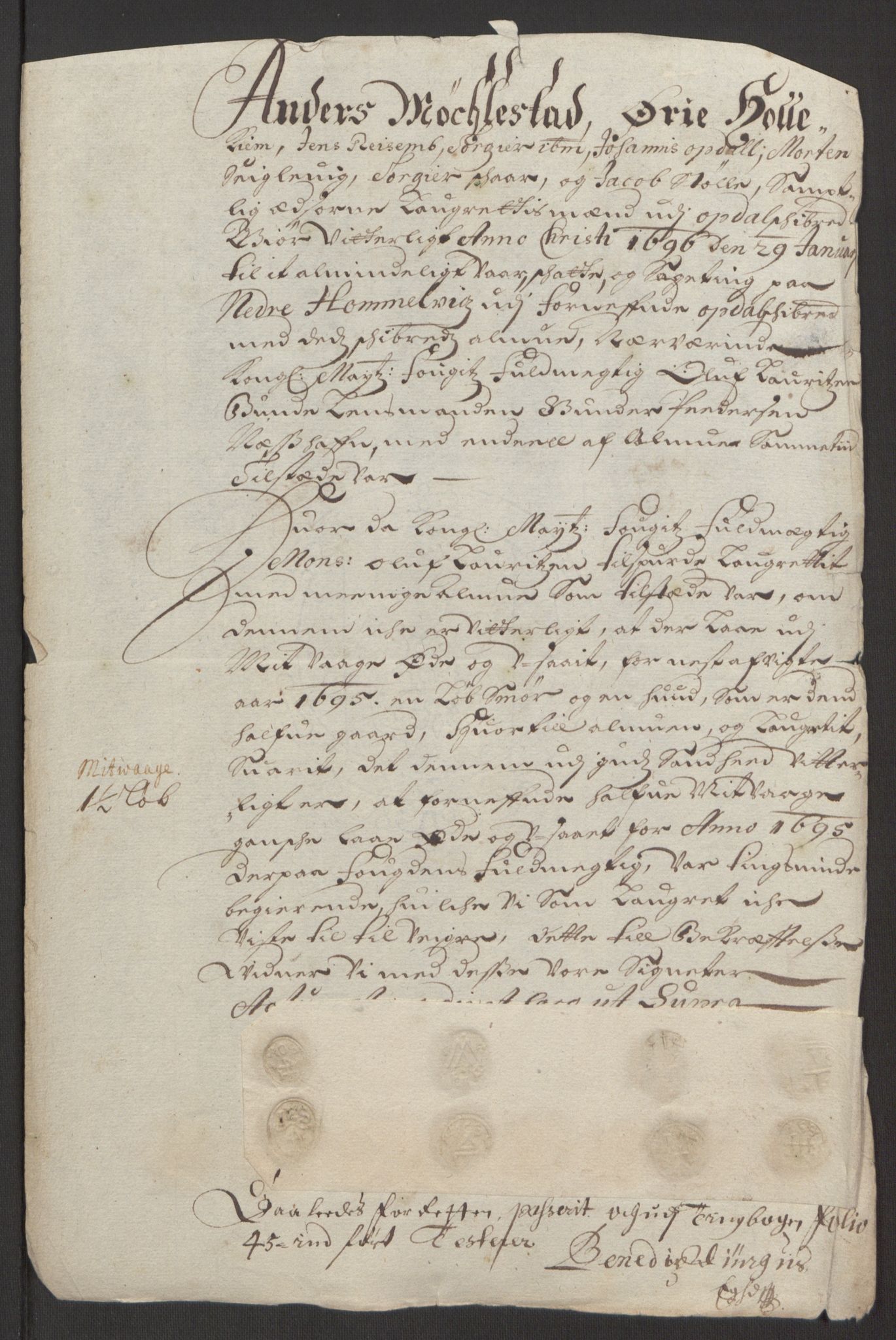 Rentekammeret inntil 1814, Reviderte regnskaper, Fogderegnskap, AV/RA-EA-4092/R48/L2976: Fogderegnskap Sunnhordland og Hardanger, 1695-1696, p. 130