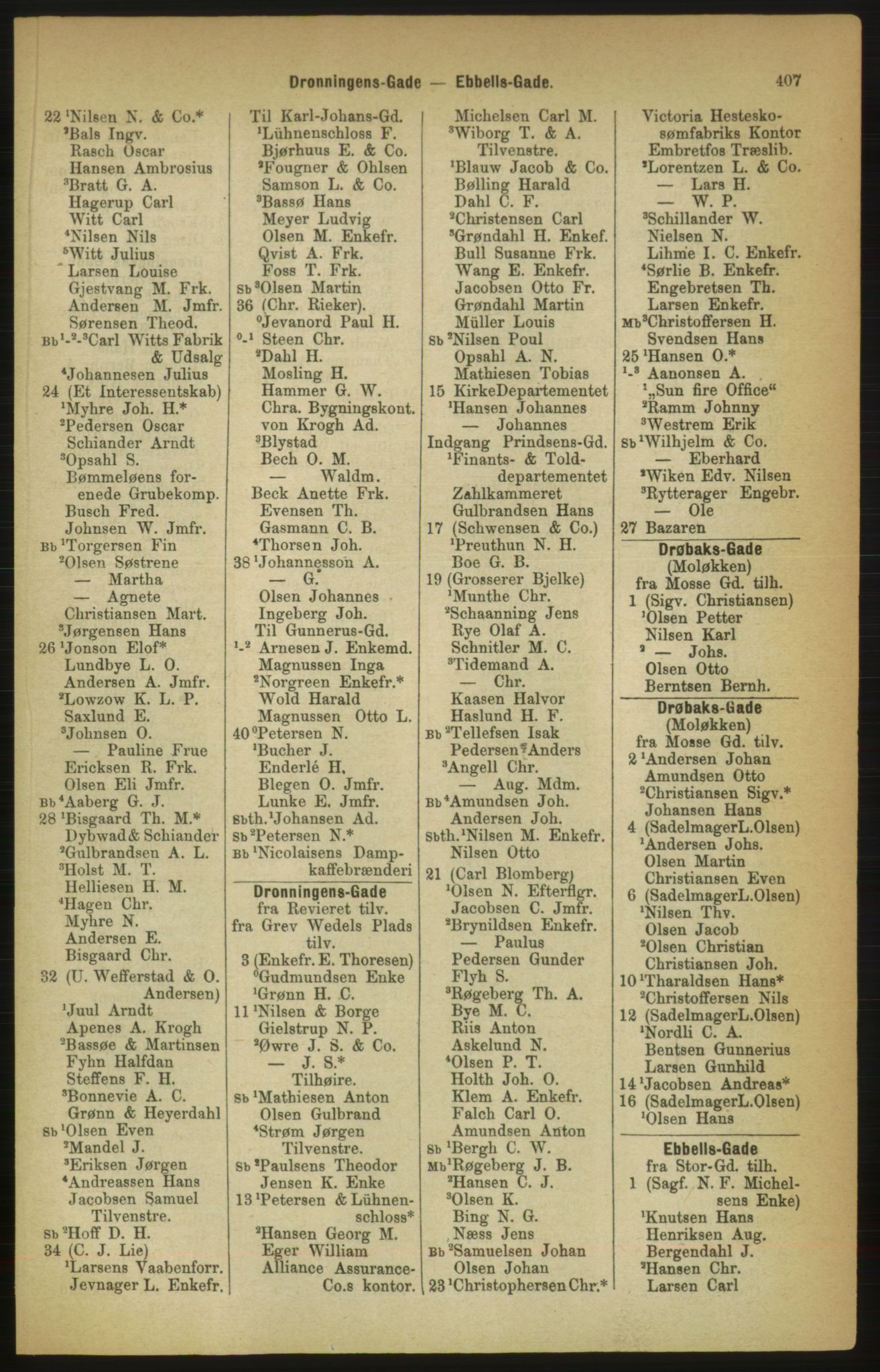 Kristiania/Oslo adressebok, PUBL/-, 1888, p. 407