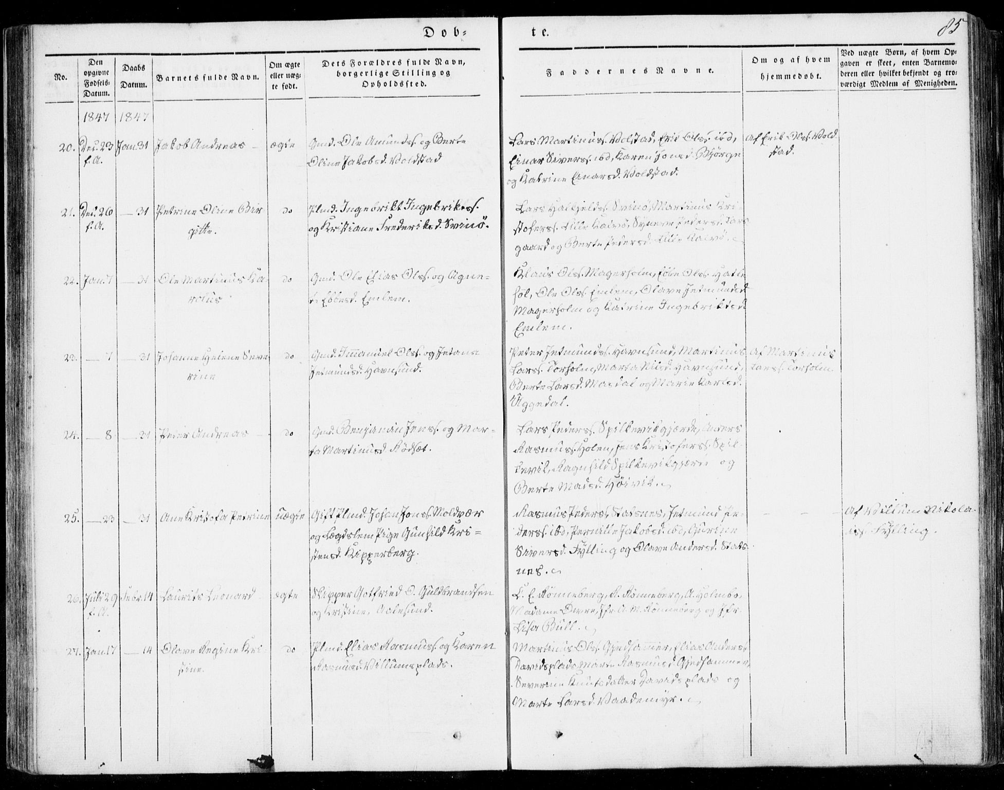 Ministerialprotokoller, klokkerbøker og fødselsregistre - Møre og Romsdal, AV/SAT-A-1454/528/L0396: Parish register (official) no. 528A07, 1839-1847, p. 85