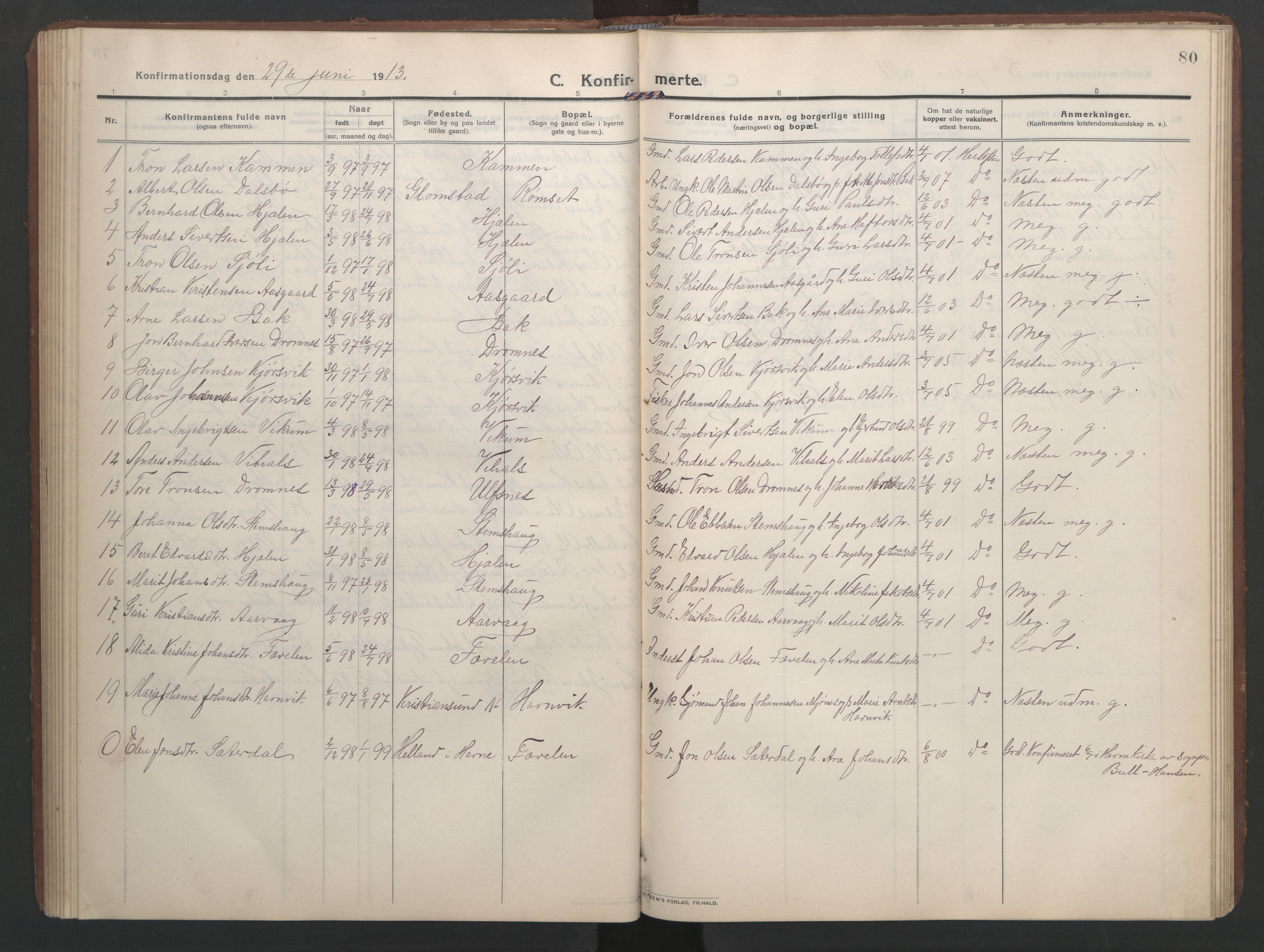 Ministerialprotokoller, klokkerbøker og fødselsregistre - Møre og Romsdal, AV/SAT-A-1454/579/L0919: Parish register (copy) no. 579C01, 1909-1957, p. 80