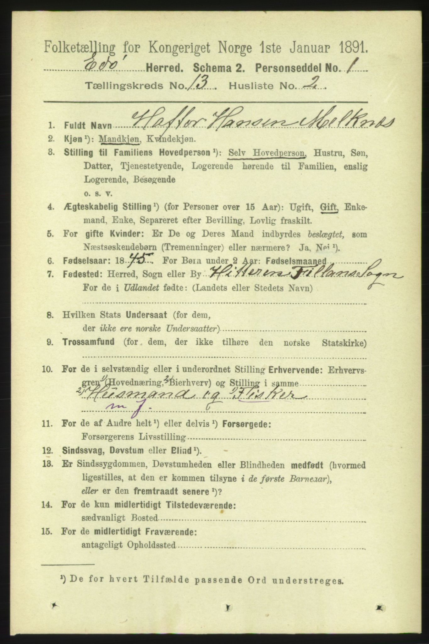 RA, 1891 census for 1573 Edøy, 1891, p. 3685