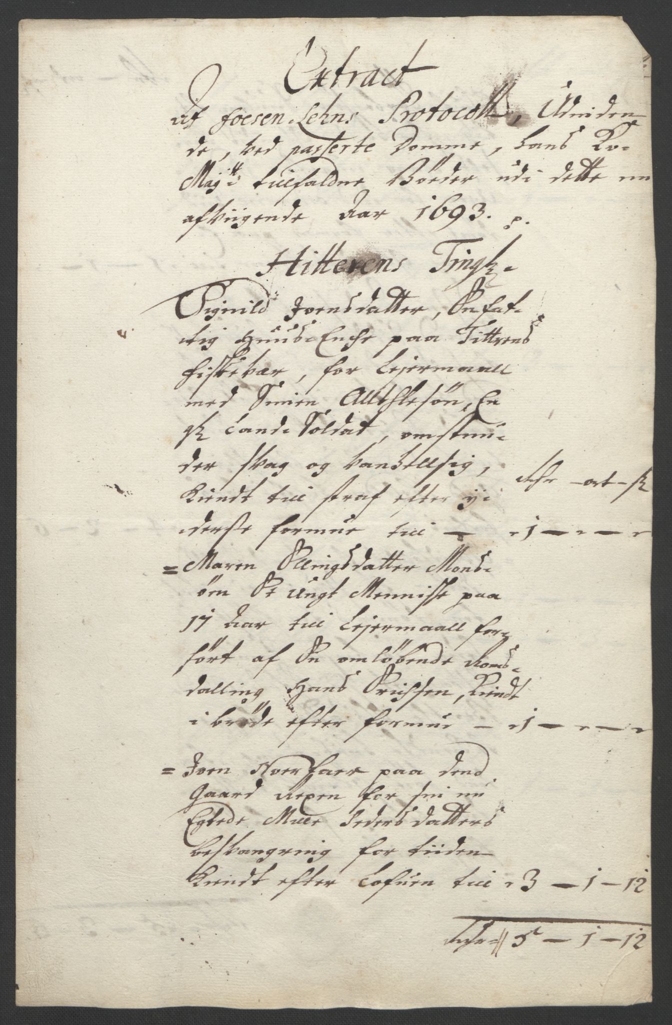 Rentekammeret inntil 1814, Reviderte regnskaper, Fogderegnskap, RA/EA-4092/R57/L3849: Fogderegnskap Fosen, 1692-1693, p. 557