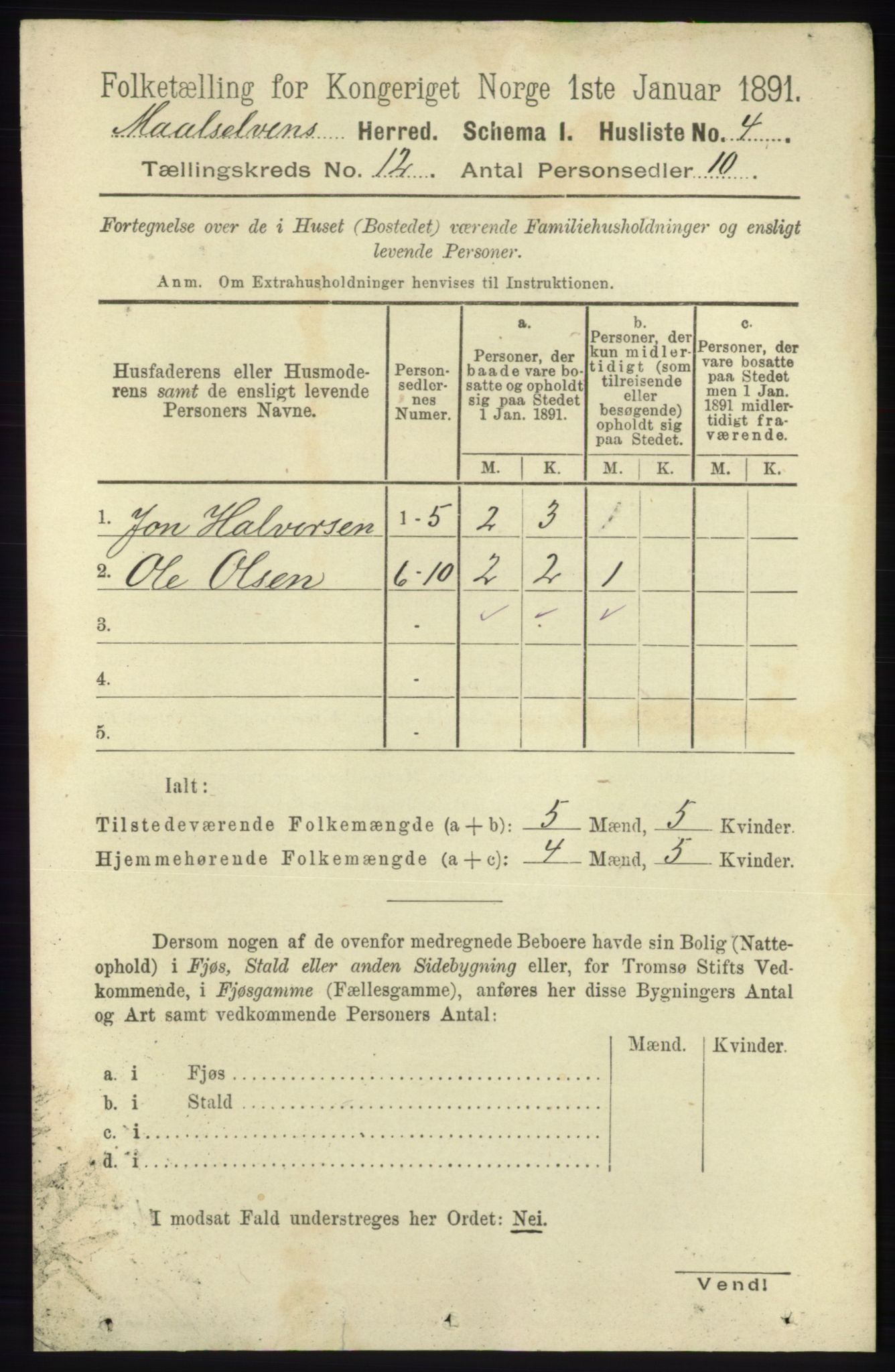 RA, 1891 census for 1924 Målselv, 1891, p. 3764