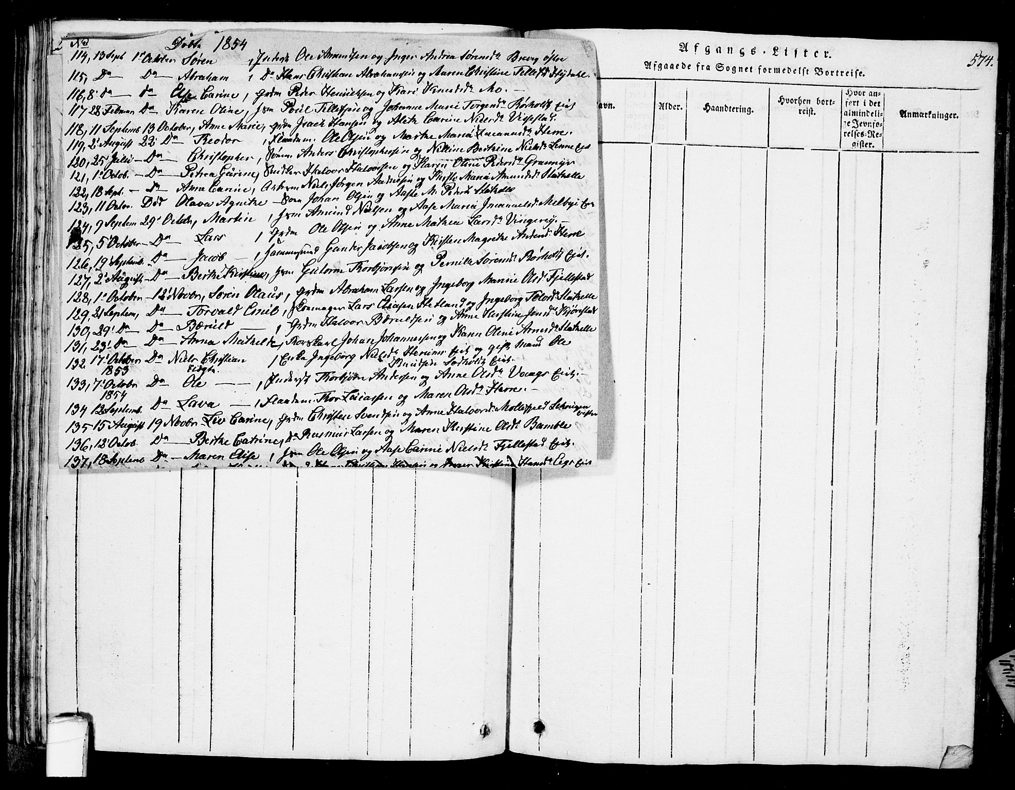 Bamble kirkebøker, AV/SAKO-A-253/G/Ga/L0005: Parish register (copy) no. I 5, 1814-1855, p. 573-574