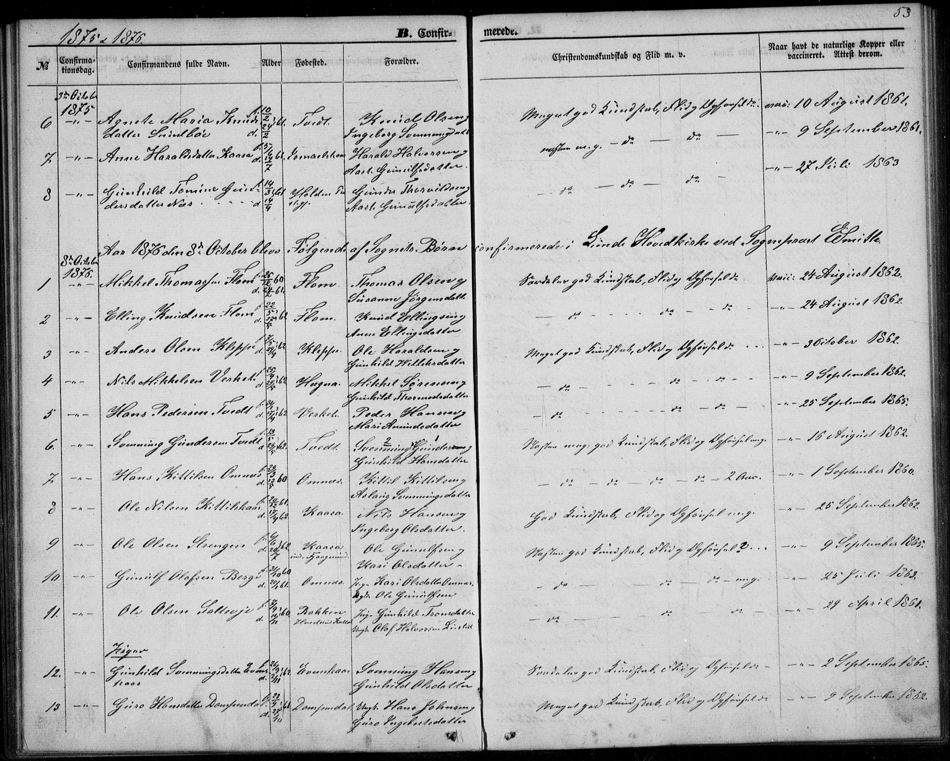 Lunde kirkebøker, SAKO/A-282/F/Fb/L0002: Parish register (official) no. II 2, 1861-1881, p. 53