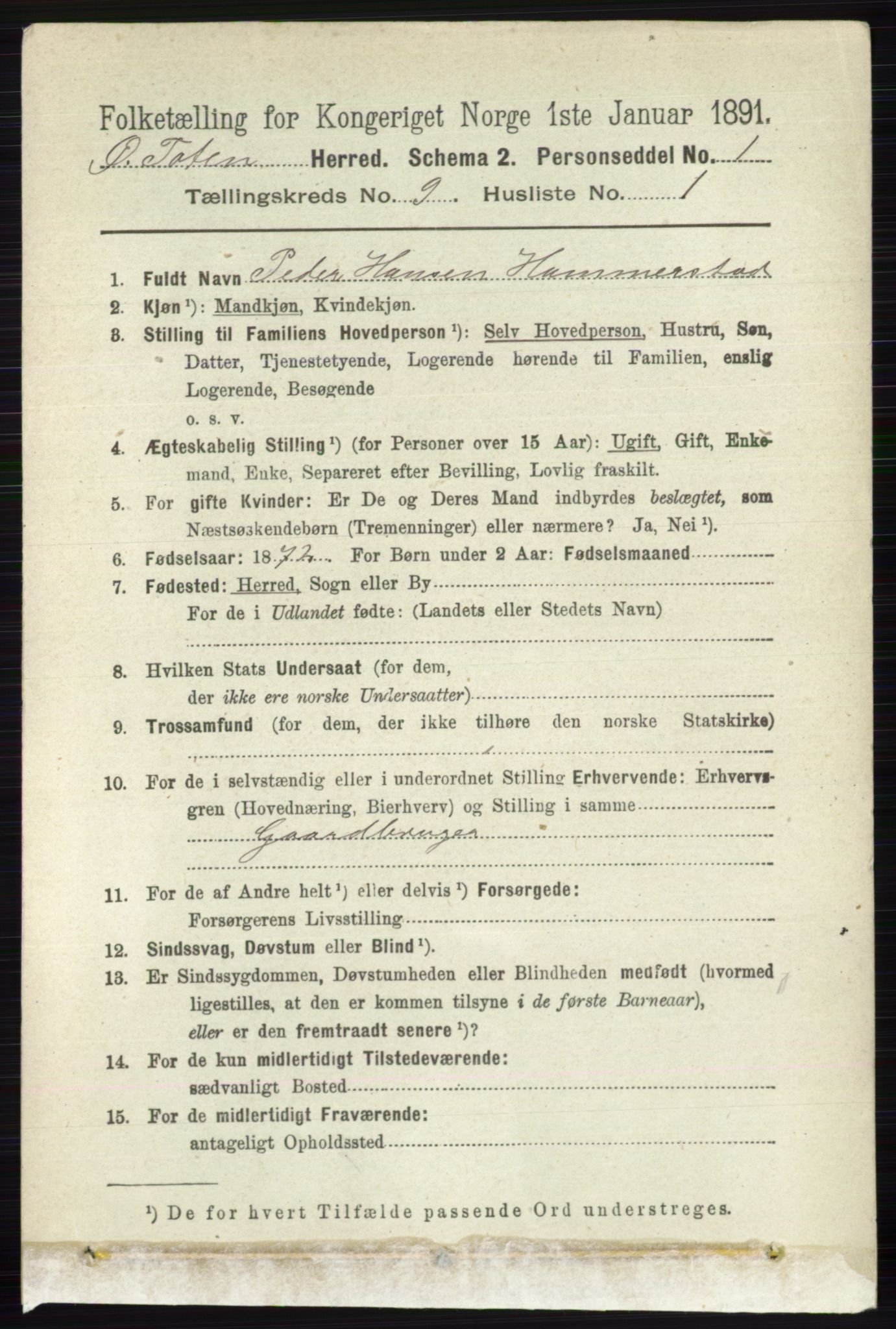 RA, 1891 census for 0528 Østre Toten, 1891, p. 5646