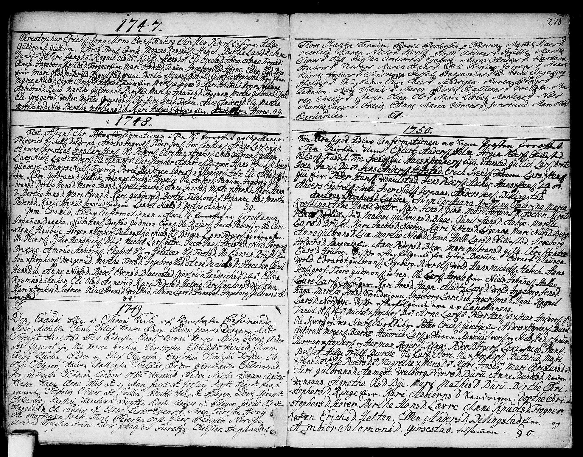 Asker prestekontor Kirkebøker, SAO/A-10256a/F/Fa/L0002: Parish register (official) no. I 2, 1733-1766, p. 278
