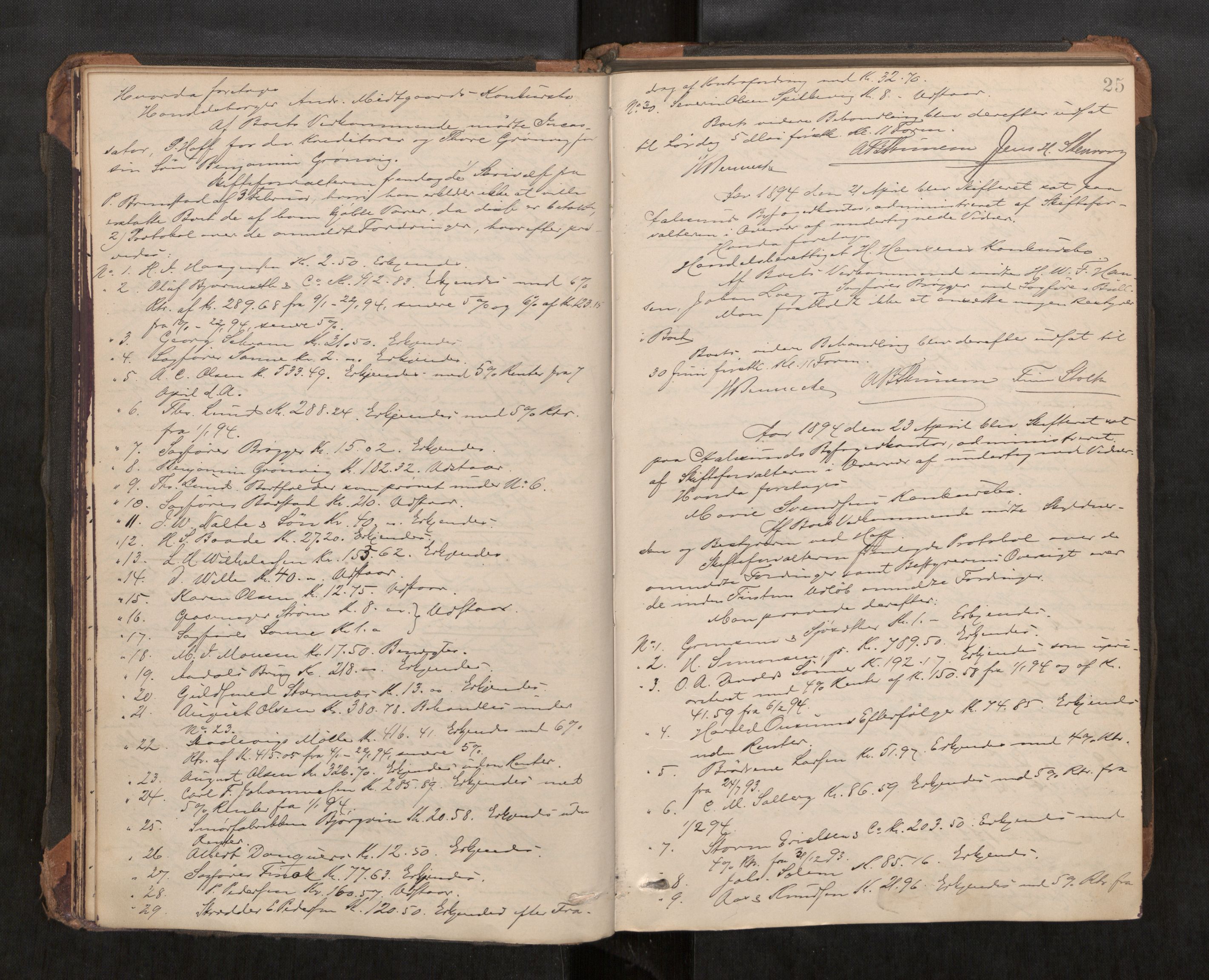 Ålesund byfogd, AV/SAT-A-4384/0001/03/03B/L0005: Skiftebehandlingsprotokoll, 1893-1900, p. 25