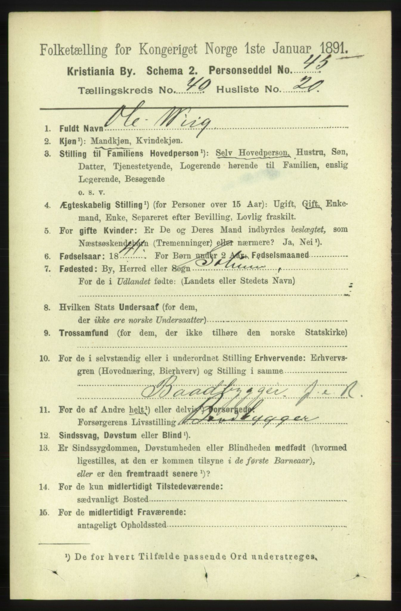 RA, 1891 census for 0301 Kristiania, 1891, p. 23484