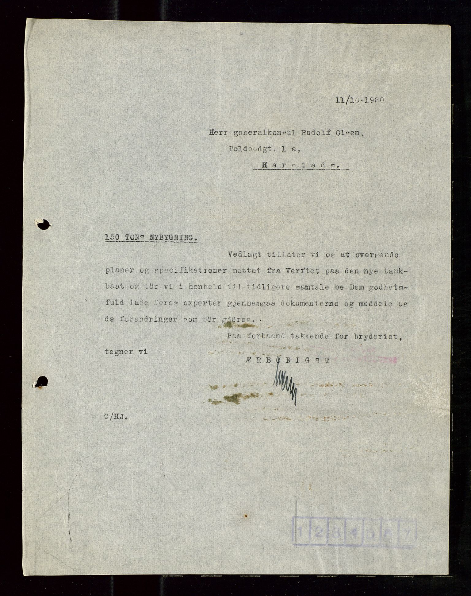 Pa 1521 - A/S Norske Shell, AV/SAST-A-101915/E/Ea/Eaa/L0010: Sjefskorrespondanse, 1920, p. 183