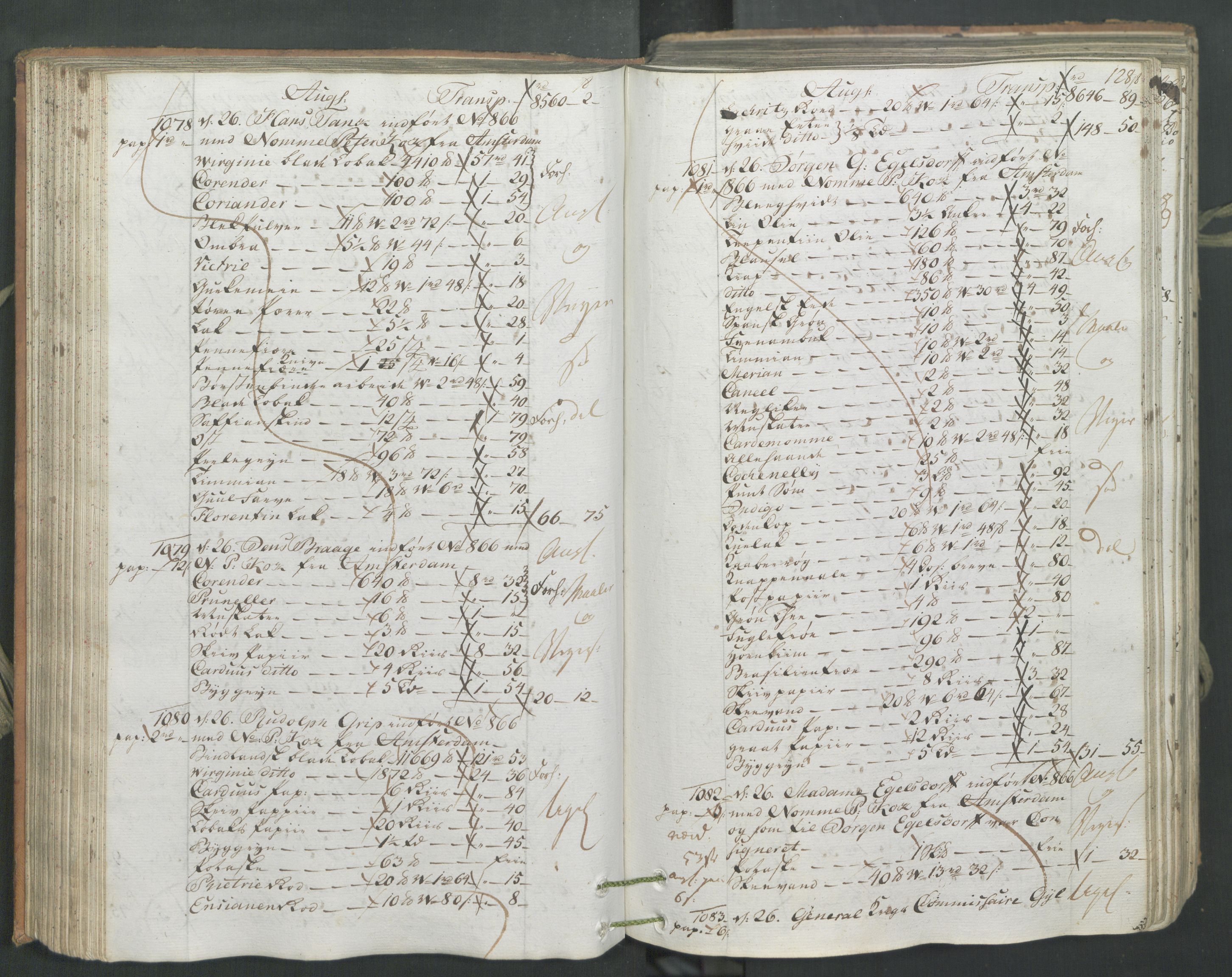 Generaltollkammeret, tollregnskaper, AV/RA-EA-5490/R26/L0222/0001: Tollregnskaper Bergen A / Inngående hovedtollbok, 1786, p. 127b-128a
