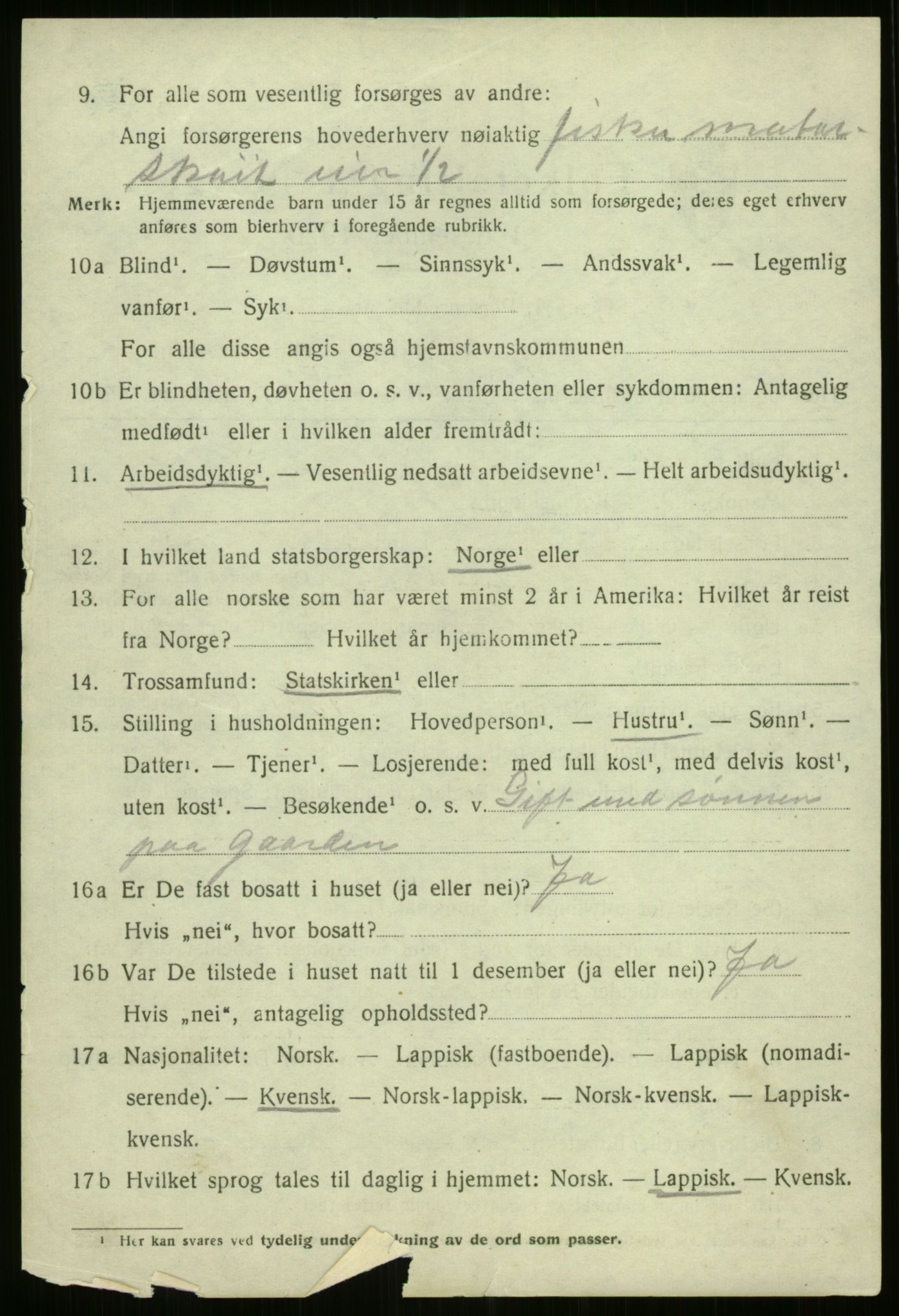 SATØ, 1920 census for Kvænangen, 1920, p. 4173