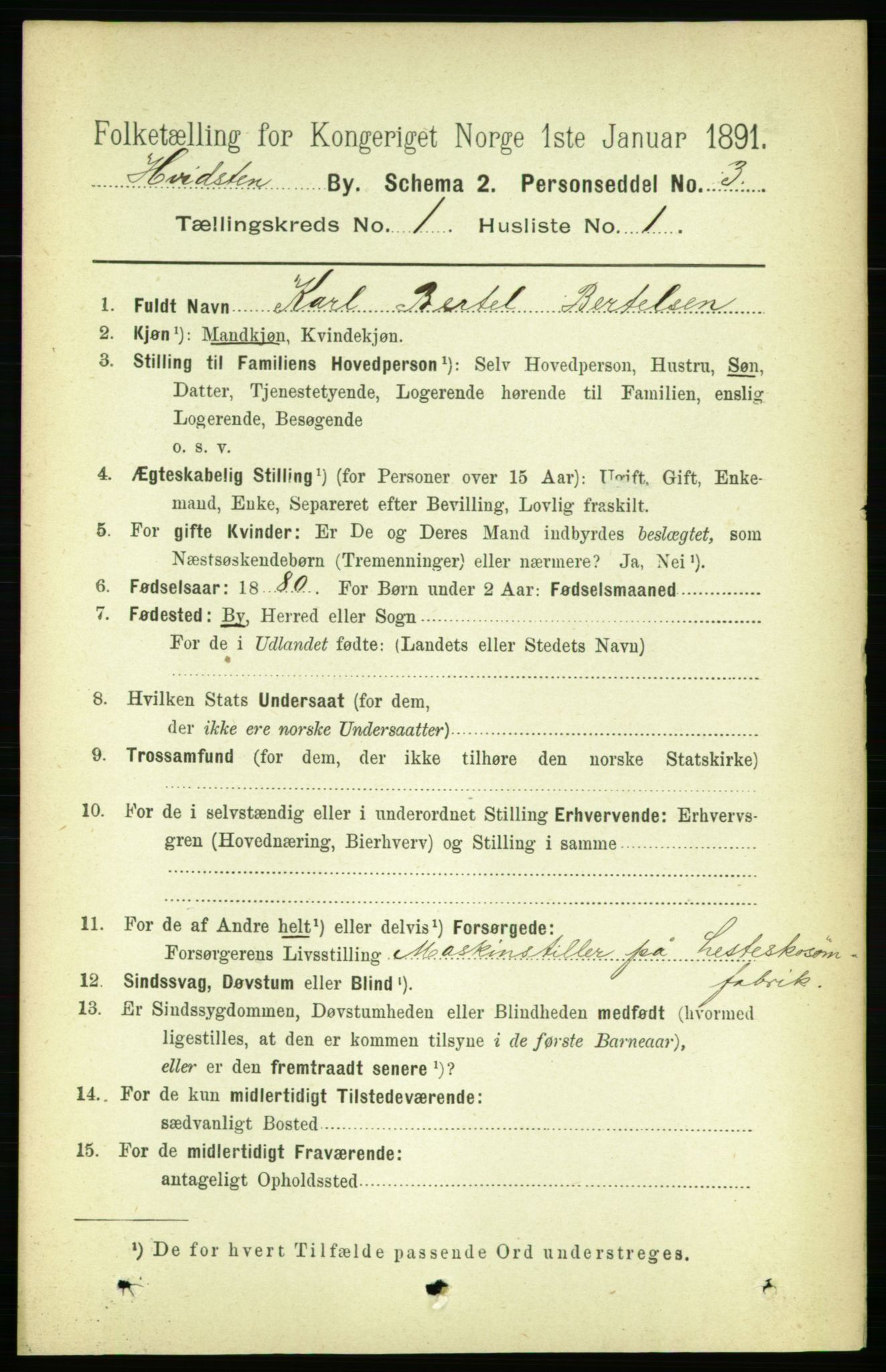 RA, 1891 census for 0202 Hvitsten, 1891, p. 11