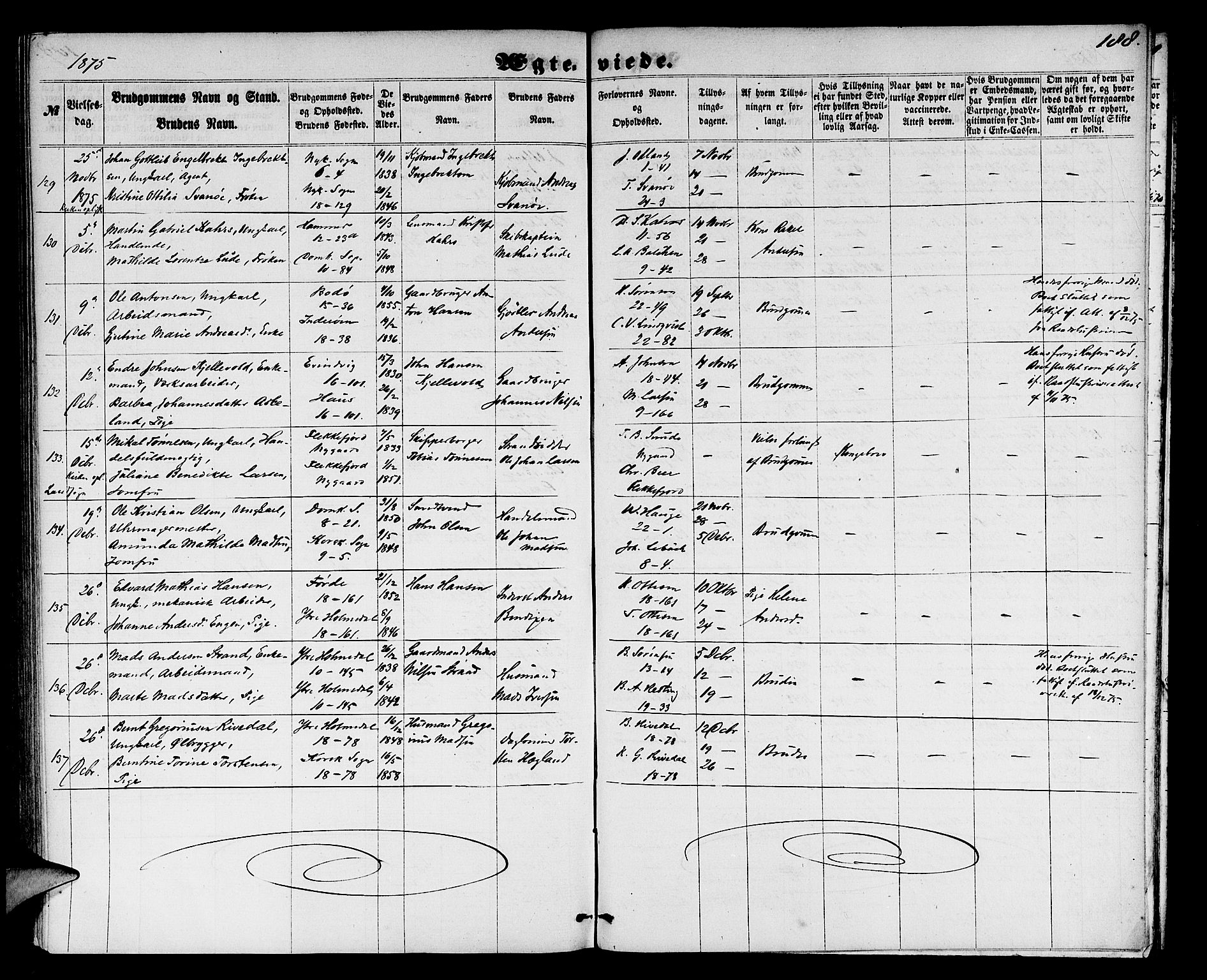 Domkirken sokneprestembete, AV/SAB-A-74801/H/Hab/L0030: Parish register (copy) no. D 2, 1857-1876, p. 188