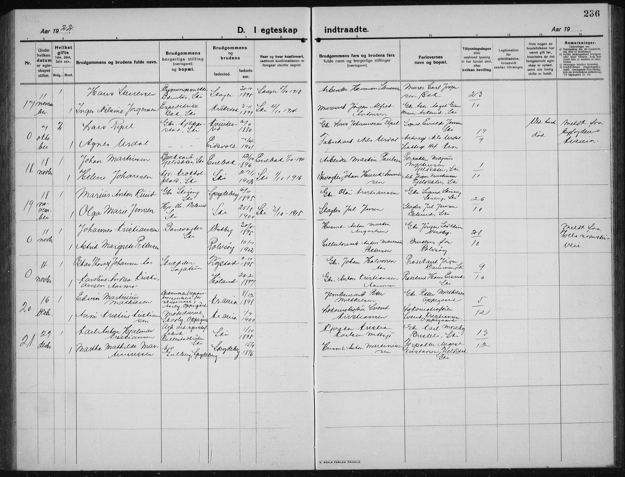 Kråkstad prestekontor Kirkebøker, AV/SAO-A-10125a/G/Gb/L0002: Parish register (copy) no. II 2, 1921-1941, p. 236