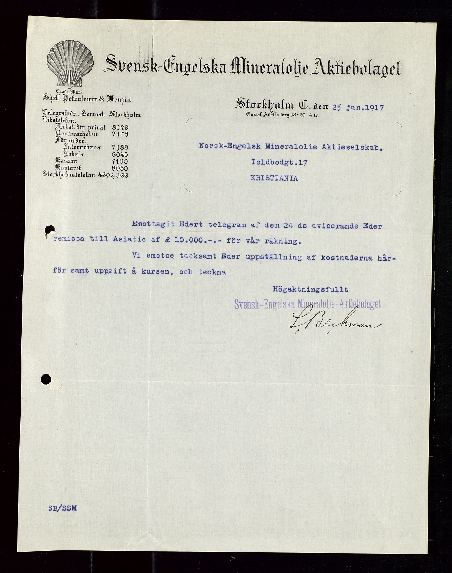 Pa 1521 - A/S Norske Shell, SAST/A-101915/E/Ea/Eaa/L0020: Sjefskorrespondanse, 1917, p. 437