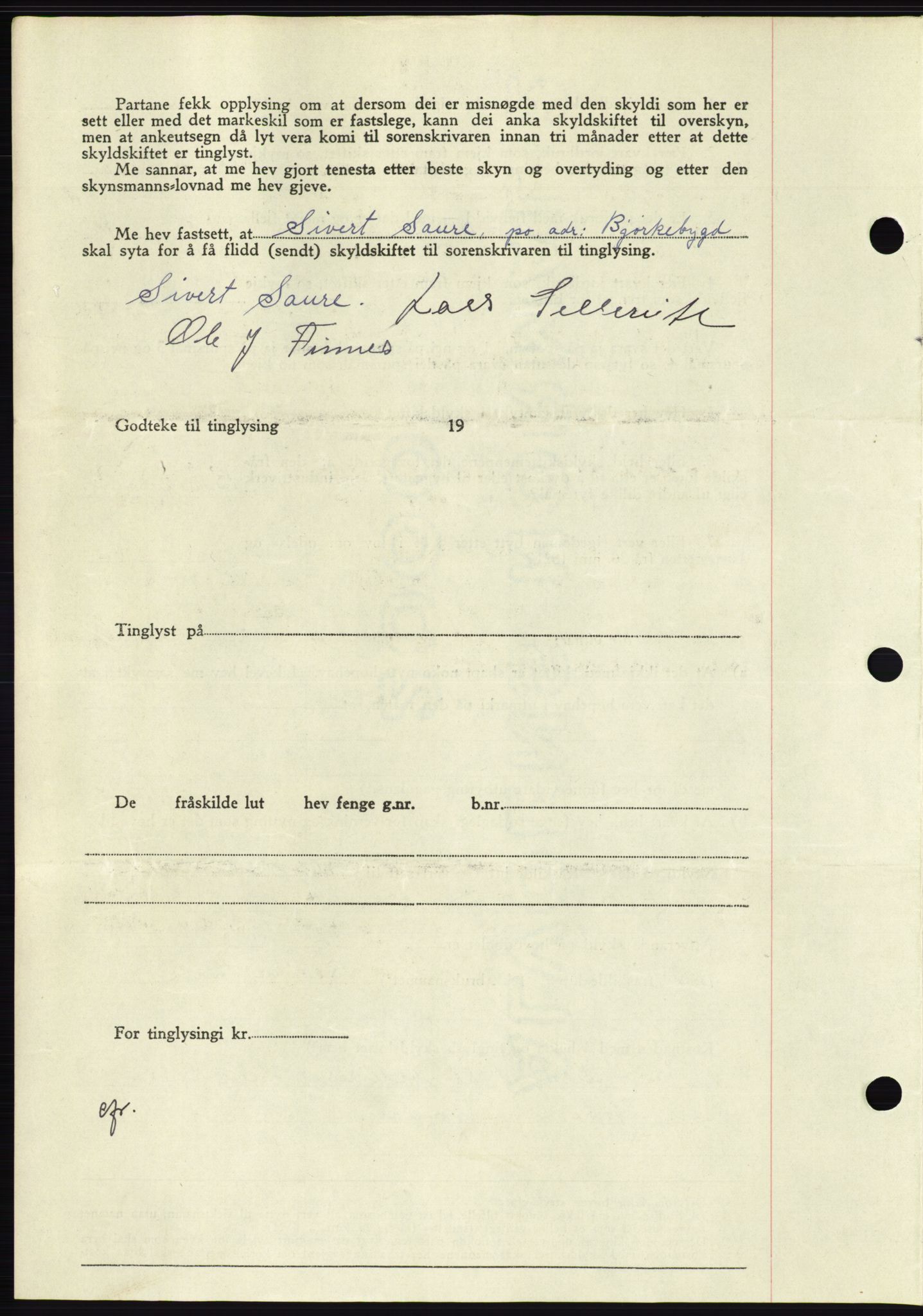 Søre Sunnmøre sorenskriveri, SAT/A-4122/1/2/2C/L0076: Mortgage book no. 2A, 1943-1944, Diary no: : 485/1944