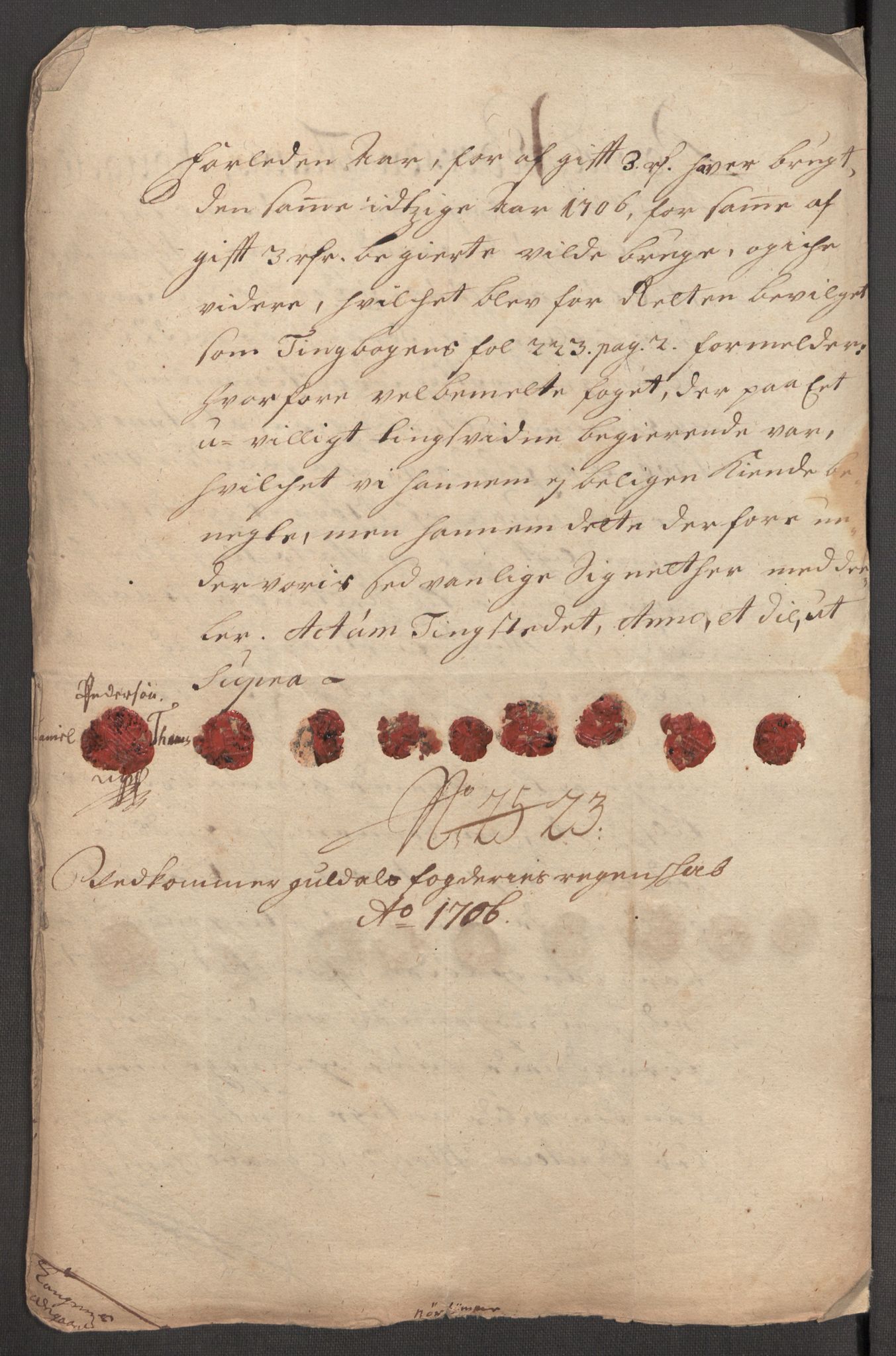 Rentekammeret inntil 1814, Reviderte regnskaper, Fogderegnskap, AV/RA-EA-4092/R60/L3956: Fogderegnskap Orkdal og Gauldal, 1706, p. 380