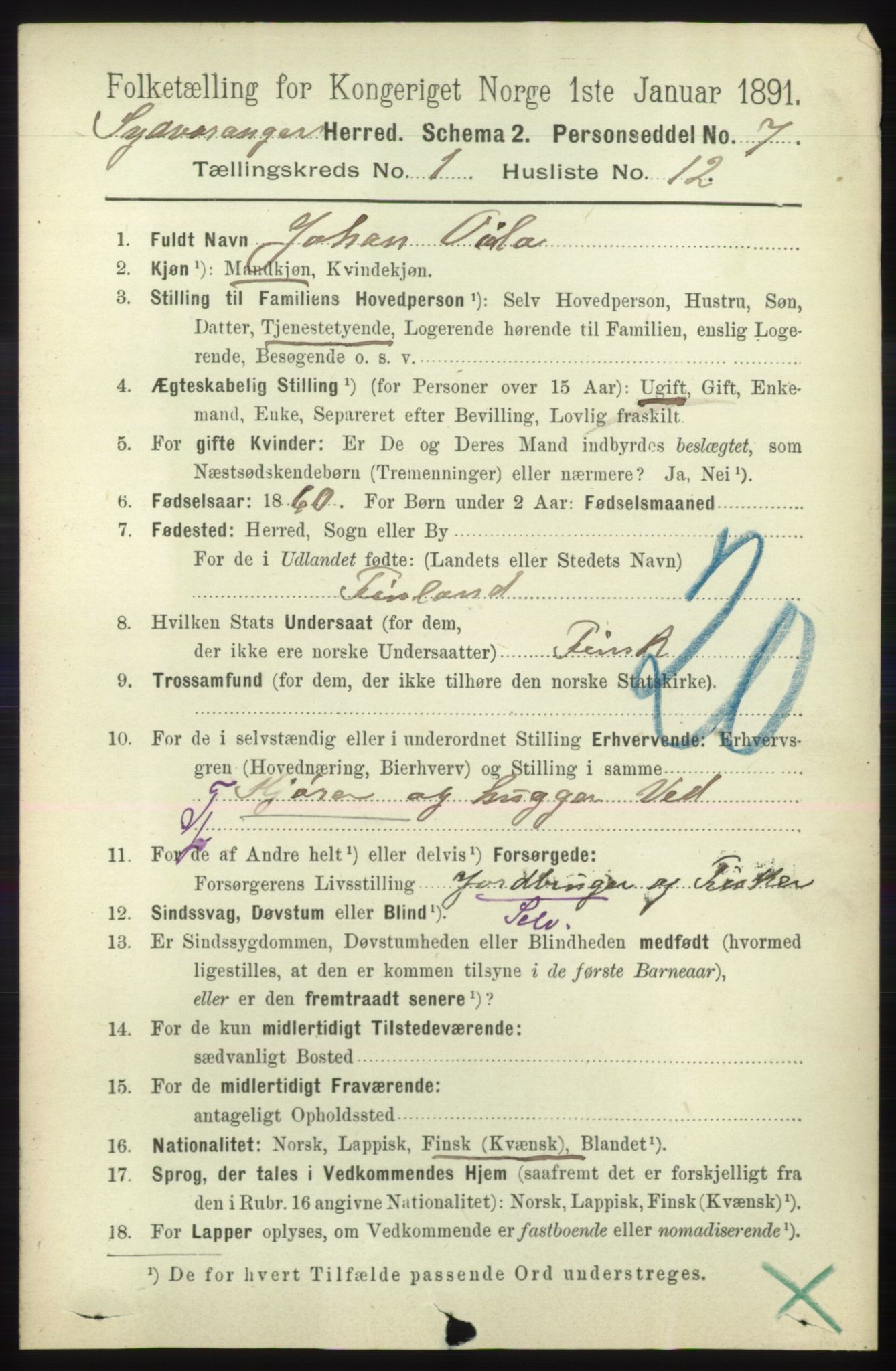 RA, 1891 census for 2030 Sør-Varanger, 1891, p. 149
