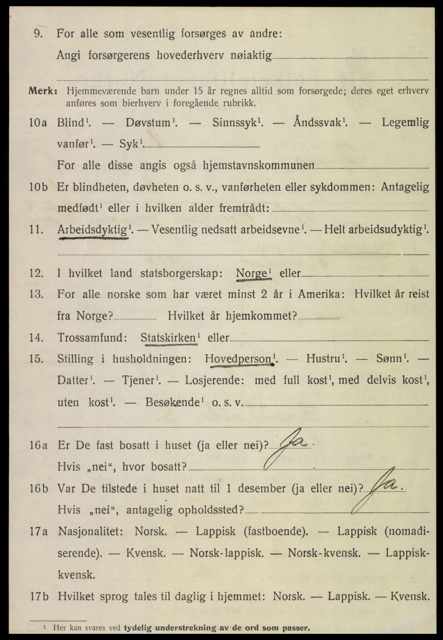 SAT, 1920 census for Grong, 1920, p. 1032