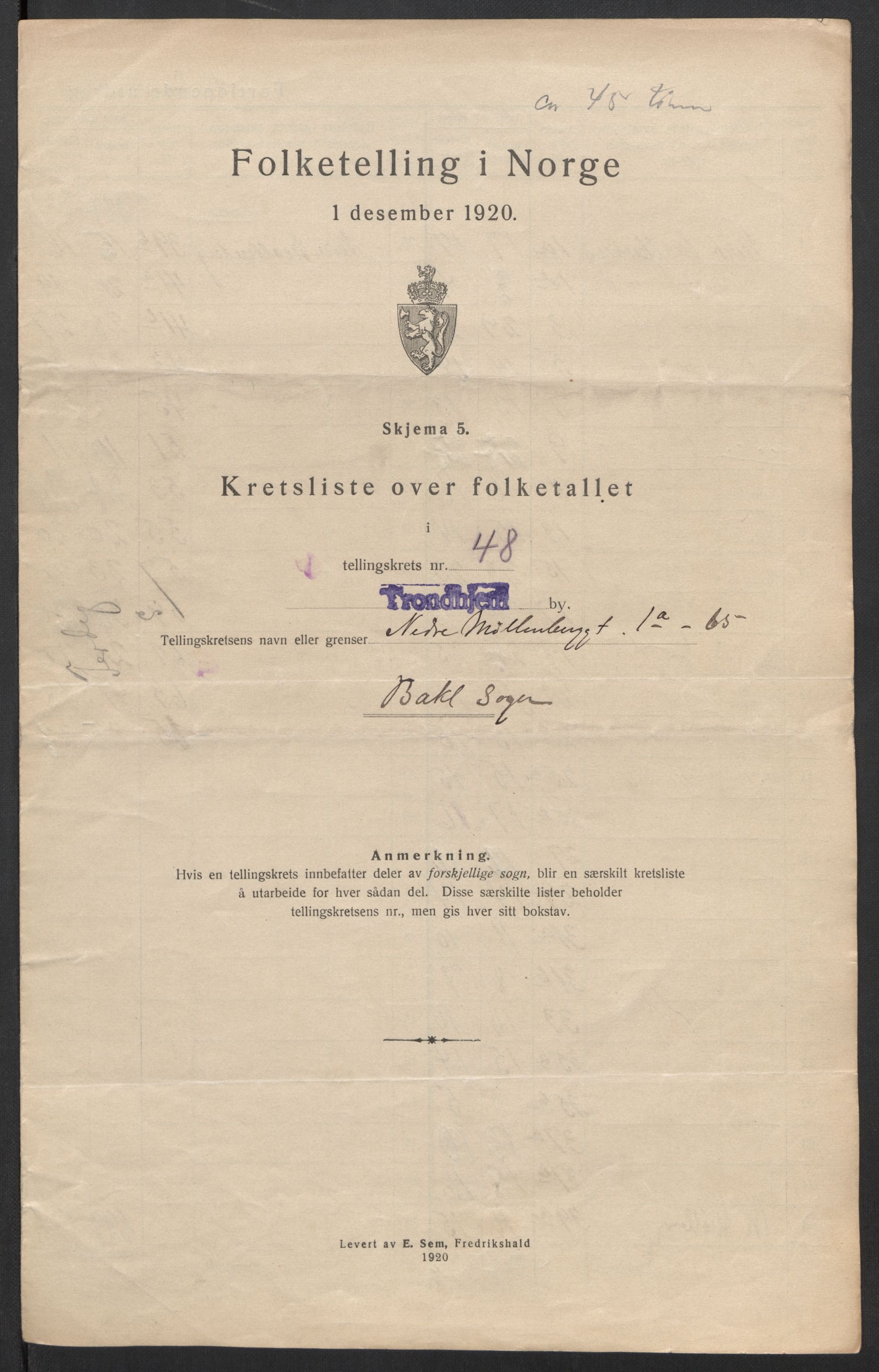 SAT, 1920 census for Trondheim, 1920, p. 158