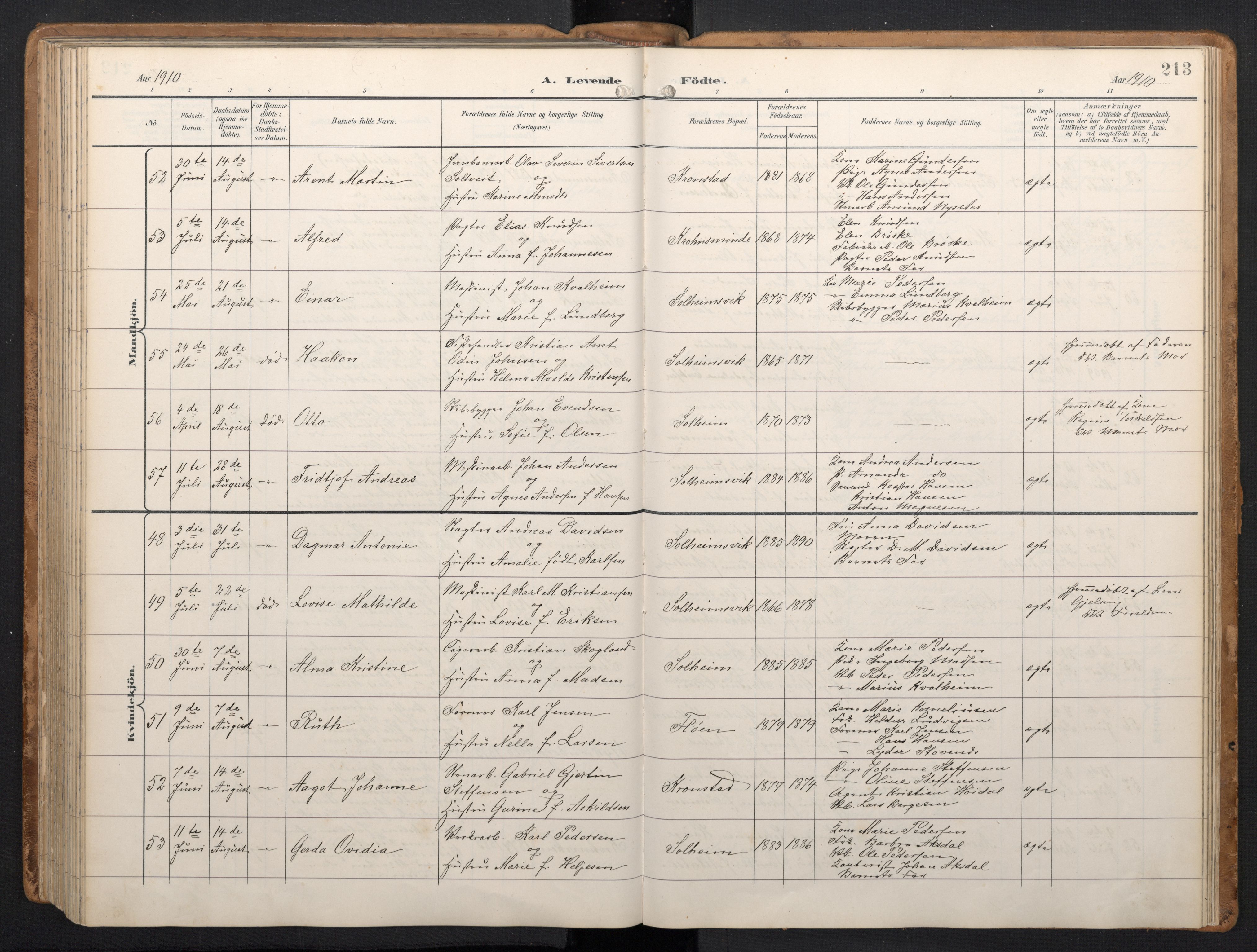 Årstad Sokneprestembete, AV/SAB-A-79301/H/Hab/L0002: Parish register (copy) no. A 2, 1896-1912, p. 212b-213a