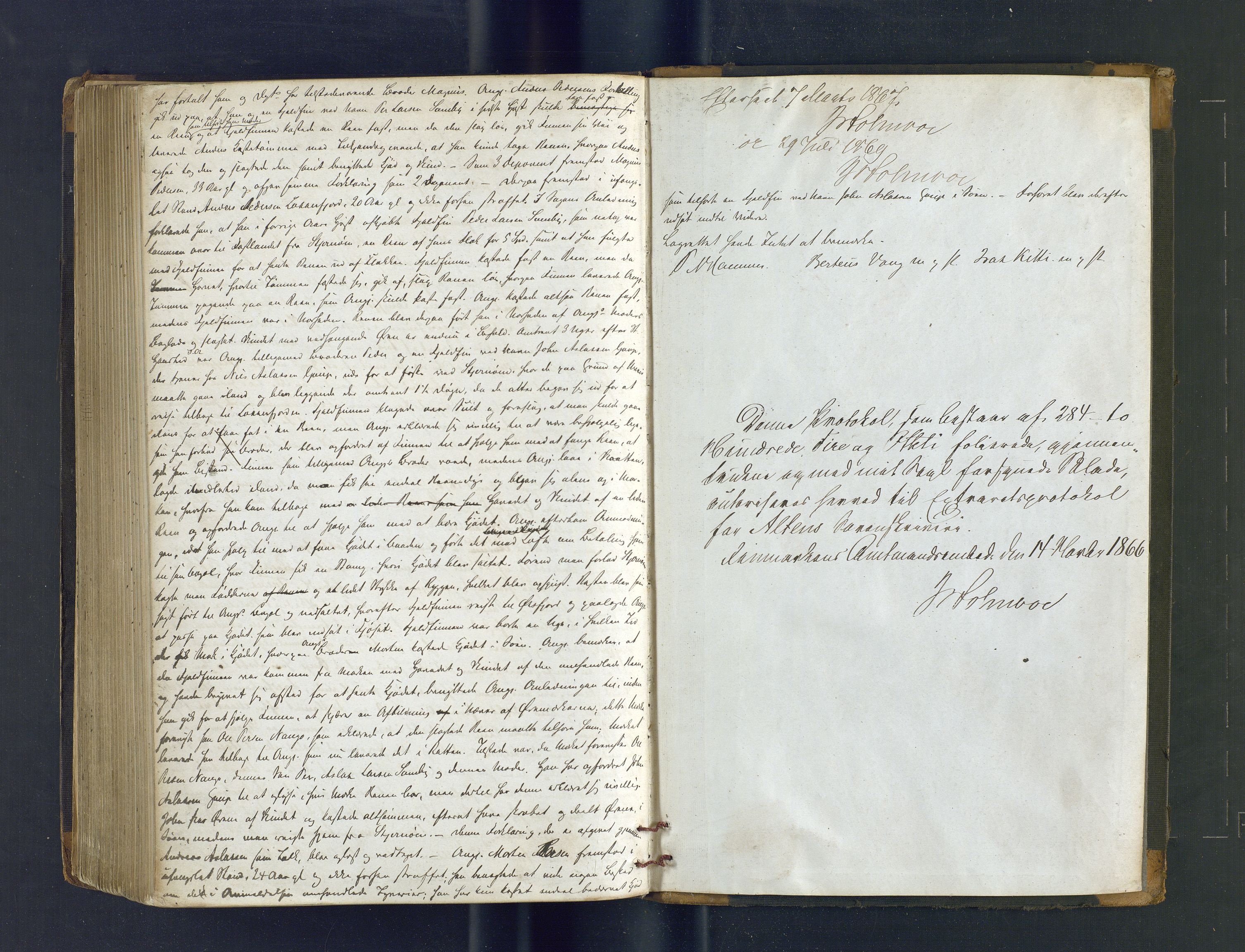 Alta fogderi/sorenskriveri, AV/SATØ-SATØ-5/1/J/Jb/L0173: Ekstrarettsprotokoll, 1866-1872