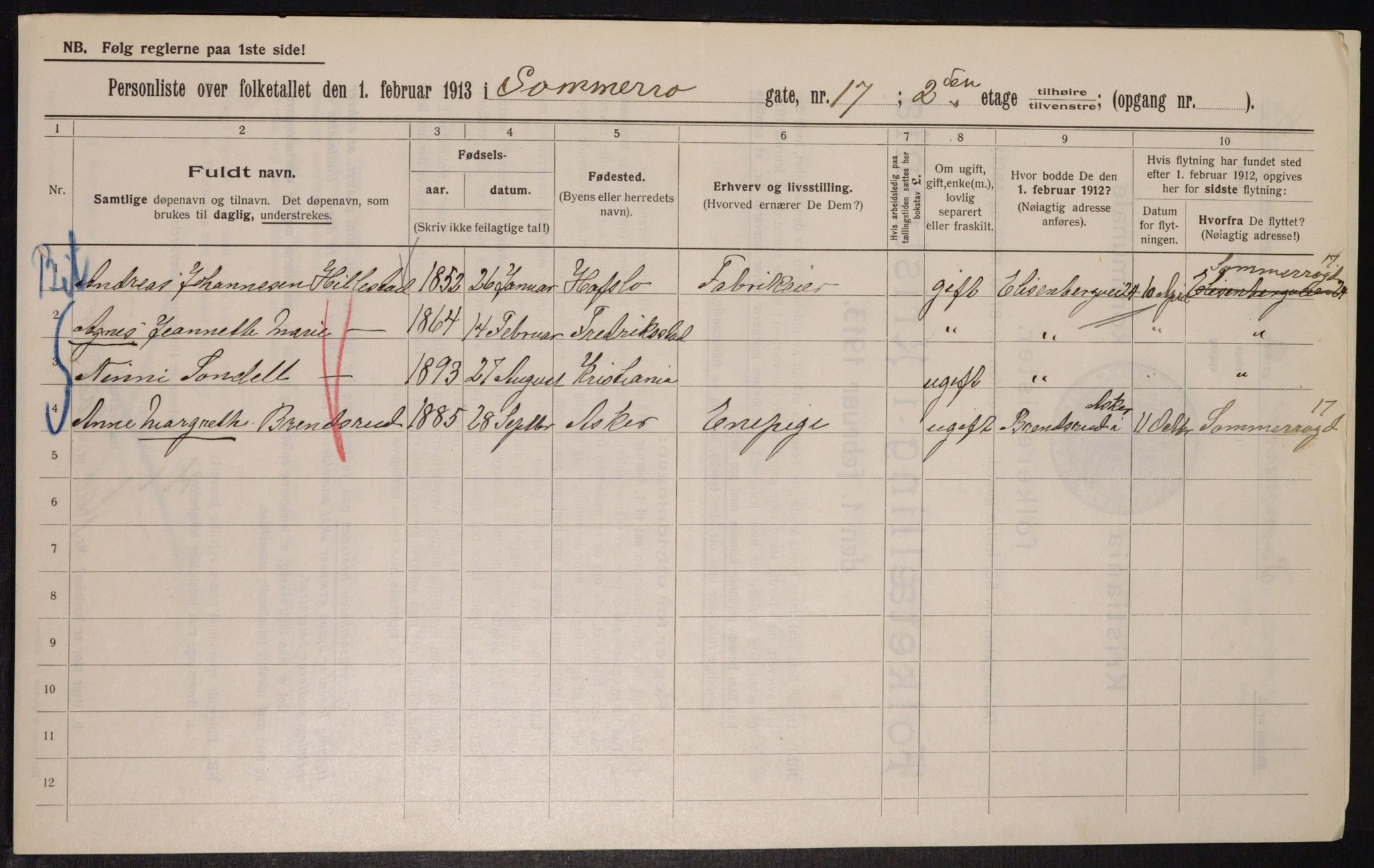 OBA, Municipal Census 1913 for Kristiania, 1913, p. 99774