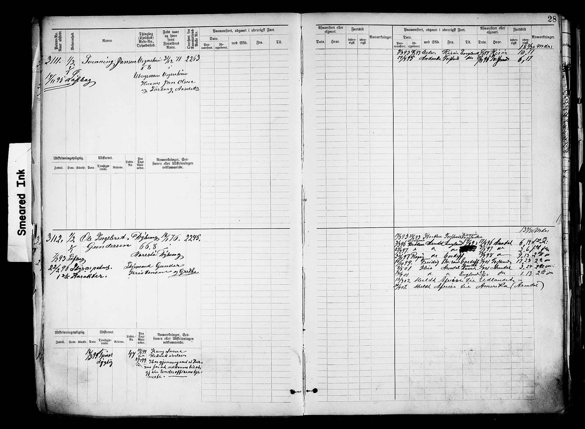 Tvedestrand mønstringskrets, AV/SAK-2031-0011/F/Fb/L0019: Hovedrulle nr 3057-3818, U-35, 1892-1906, p. 32