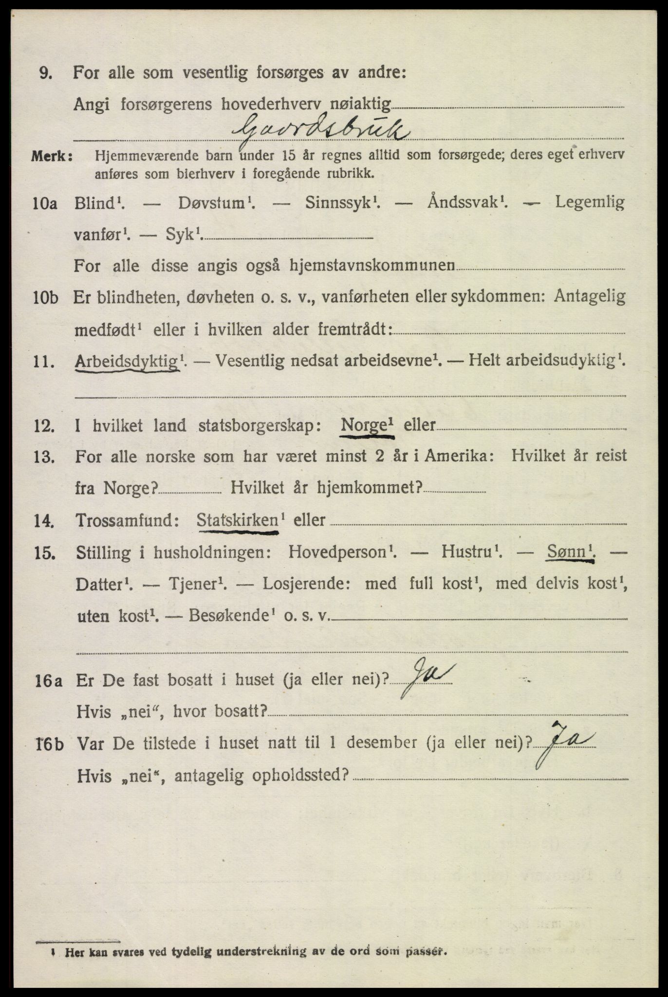 SAH, 1920 census for Tolga, 1920, p. 3922