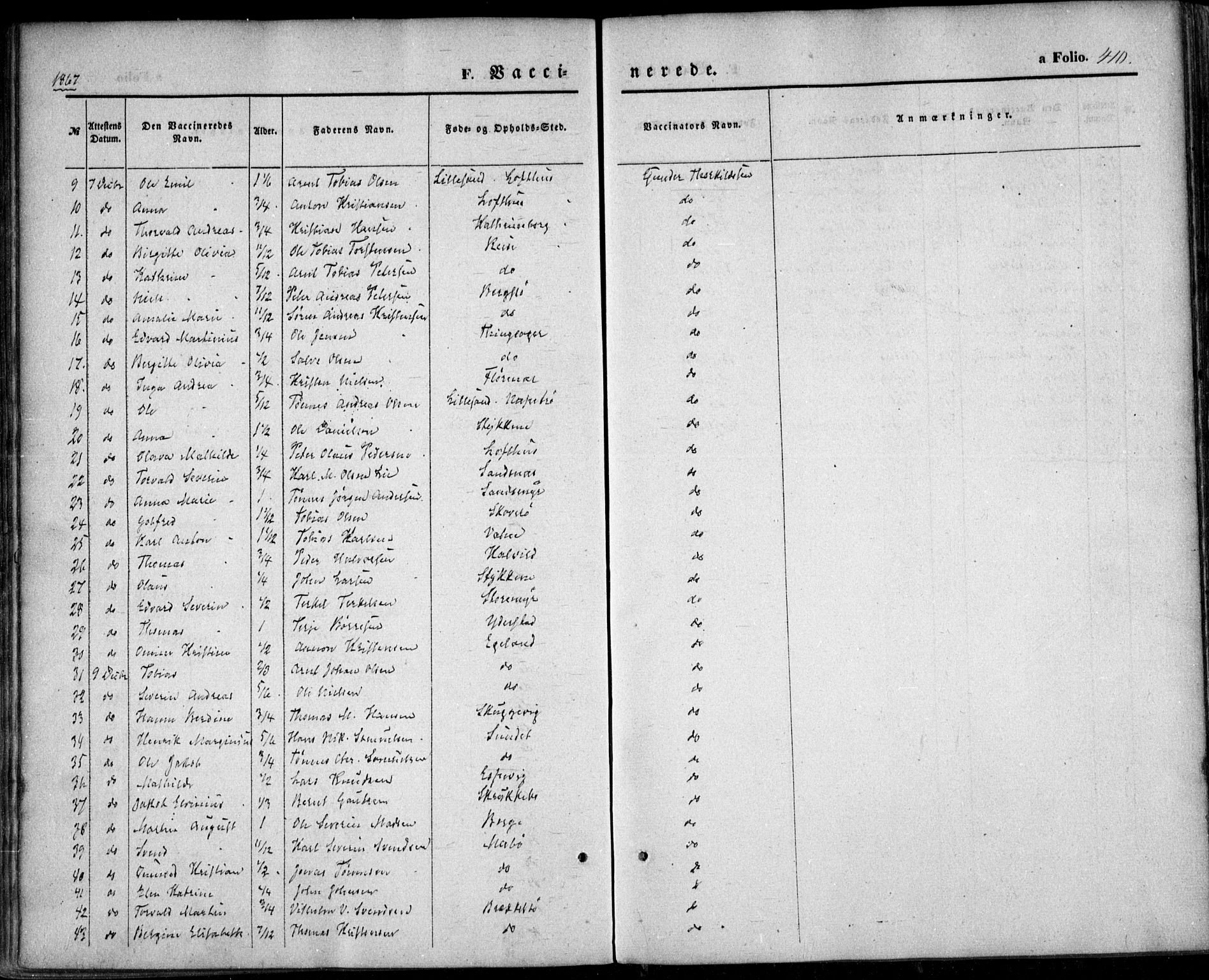 Vestre Moland sokneprestkontor, AV/SAK-1111-0046/F/Fa/Fab/L0007: Parish register (official) no. A 7, 1859-1872, p. 410