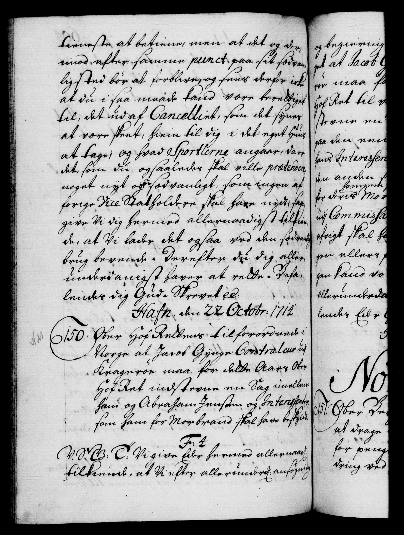 Danske Kanselli 1572-1799, RA/EA-3023/F/Fc/Fca/Fcab/L0019: Norske tegnelser, 1710-1714, p. 604b