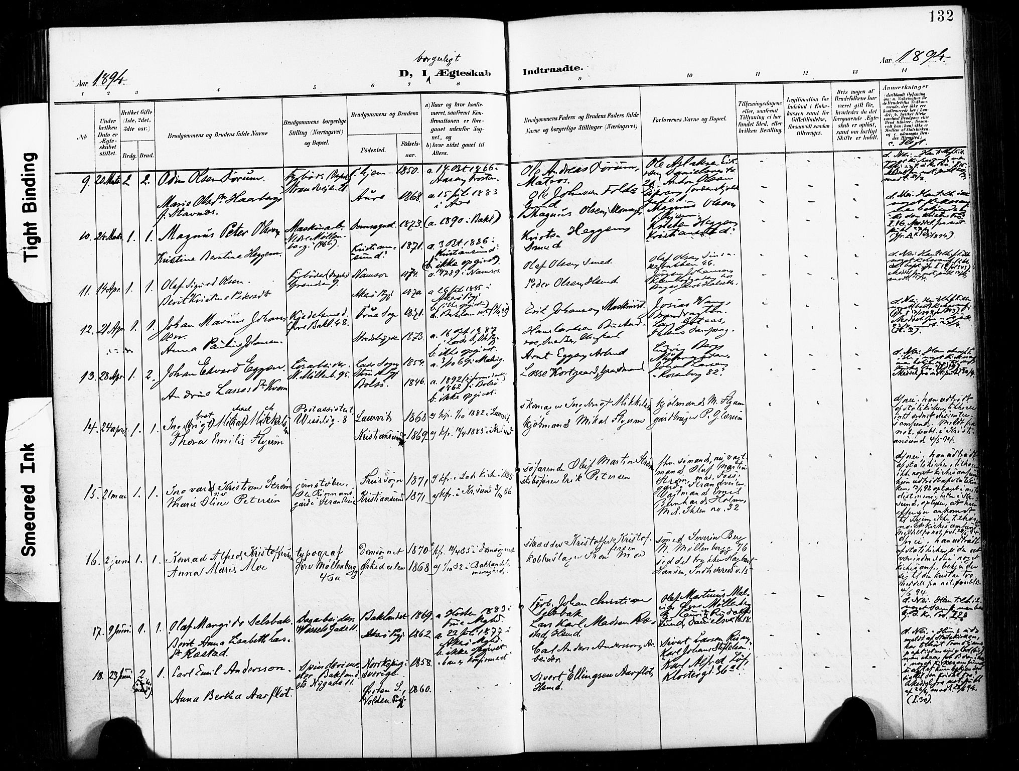 Ministerialprotokoller, klokkerbøker og fødselsregistre - Sør-Trøndelag, SAT/A-1456/604/L0198: Parish register (official) no. 604A19, 1893-1900, p. 132