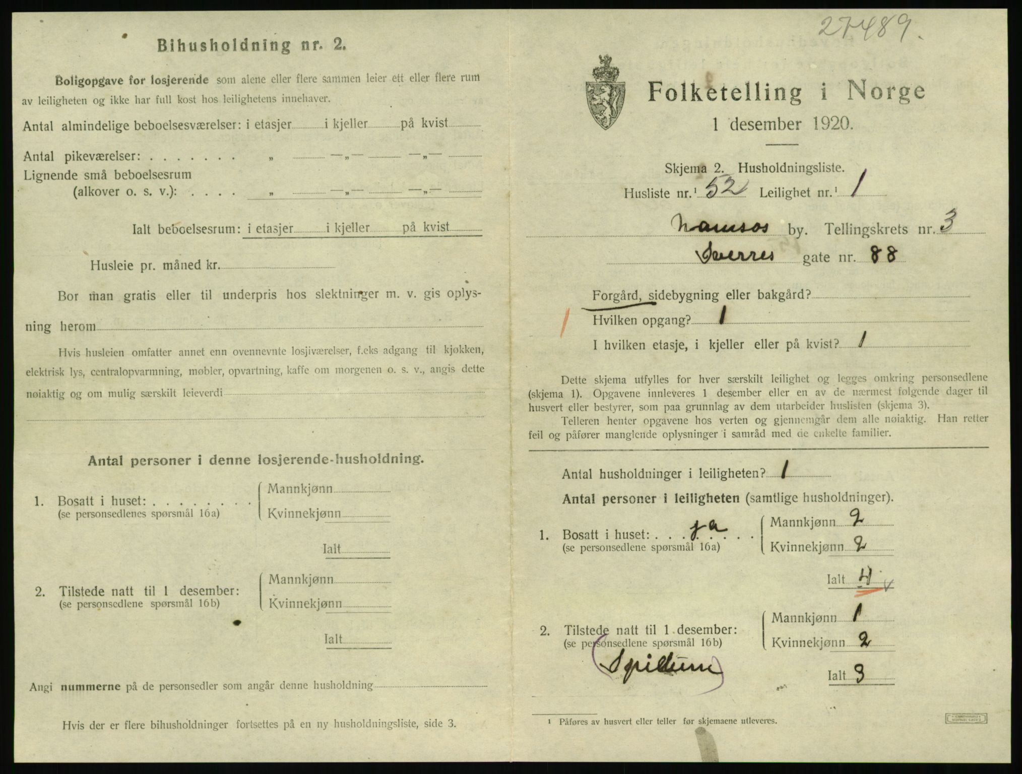 SAT, 1920 census for Namsos, 1920, p. 1323