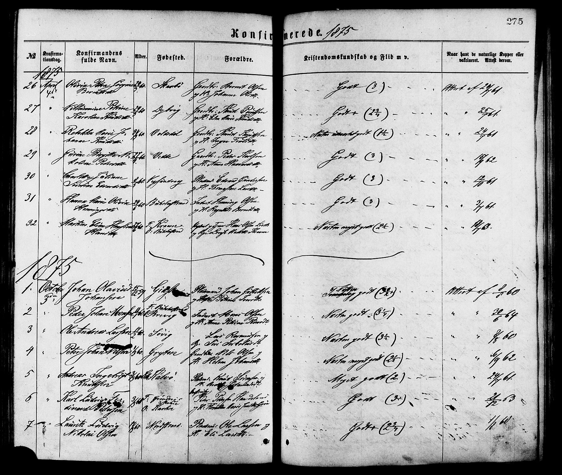 Ministerialprotokoller, klokkerbøker og fødselsregistre - Møre og Romsdal, AV/SAT-A-1454/528/L0400: Parish register (official) no. 528A11, 1871-1879, p. 275