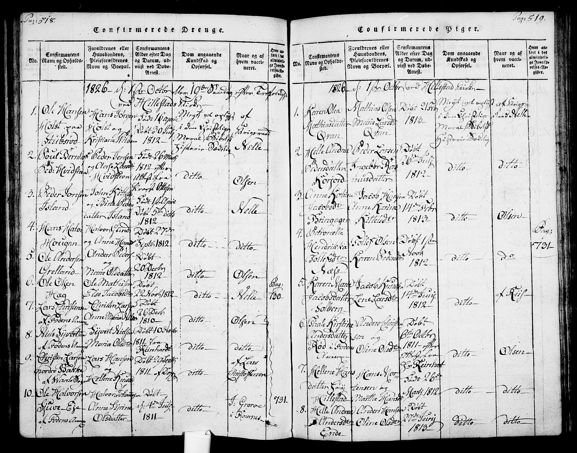 Botne kirkebøker, SAKO/A-340/F/Fa/L0005: Parish register (official) no. I 5, 1814-1836, p. 518-519