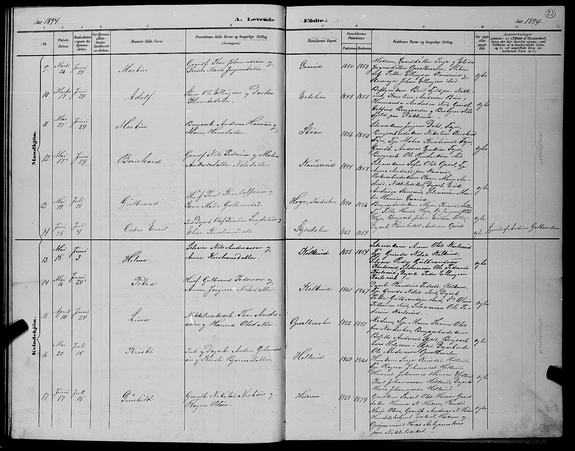 Hole kirkebøker, AV/SAKO-A-228/G/Gb/L0003: Parish register (copy) no. II 3, 1890-1901, p. 23