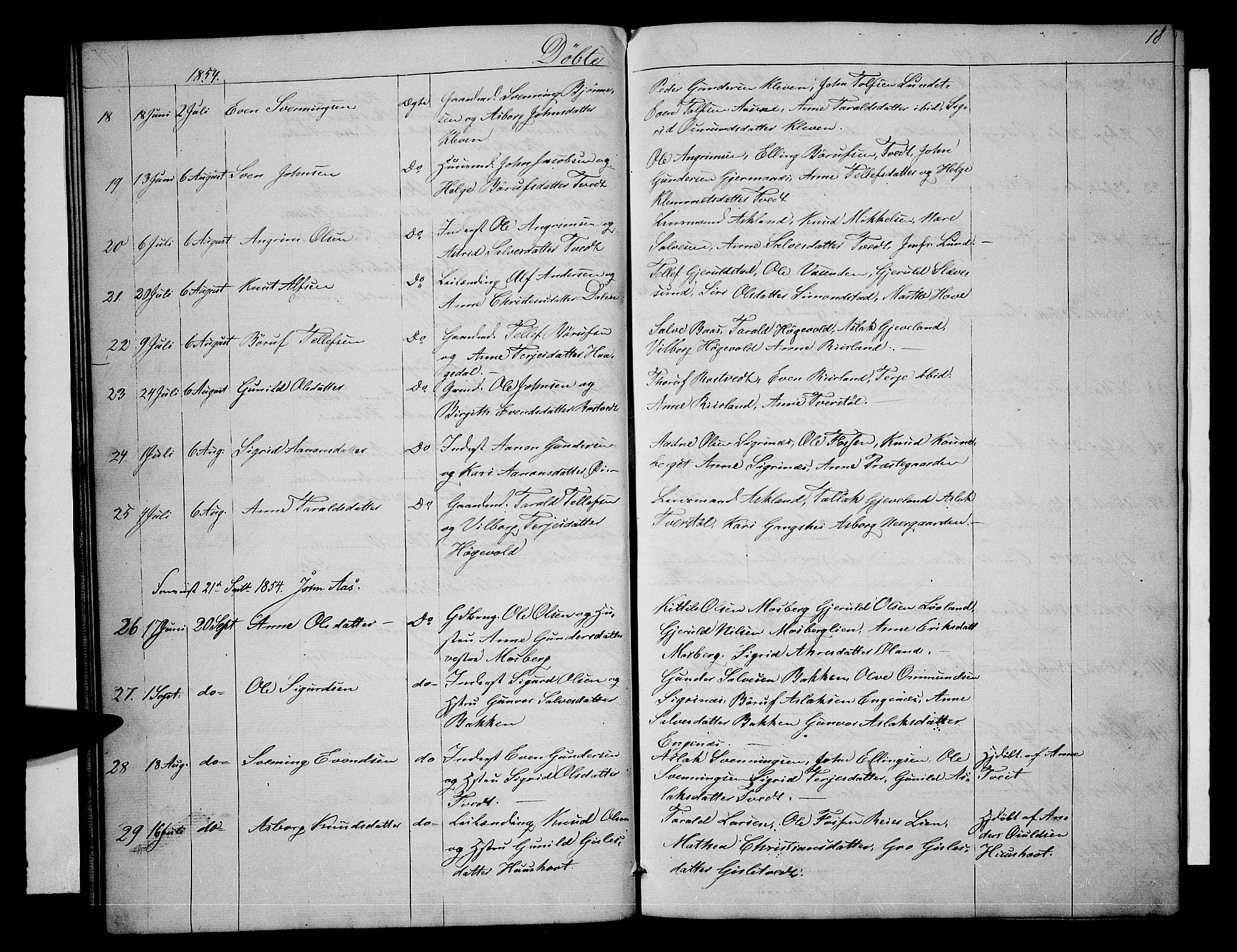 Åmli sokneprestkontor, AV/SAK-1111-0050/F/Fb/Fbc/L0002: Parish register (copy) no. B 2, 1850-1867, p. 18