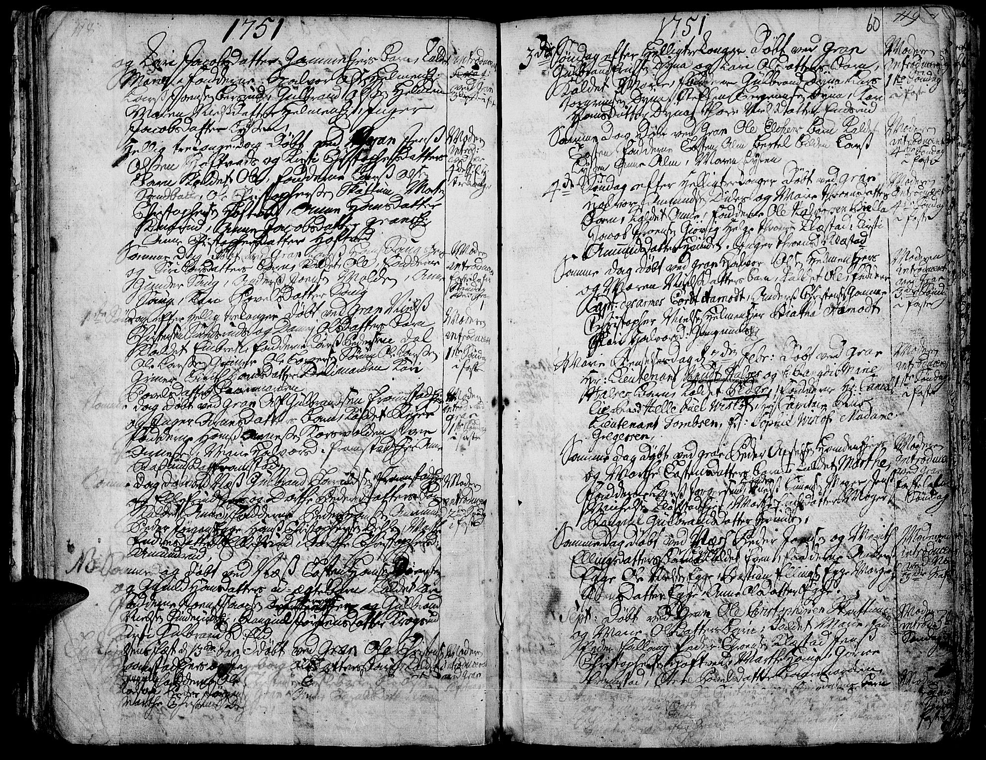 Gran prestekontor, SAH/PREST-112/H/Ha/Haa/L0003: Parish register (official) no. 3, 1745-1758, p. 60