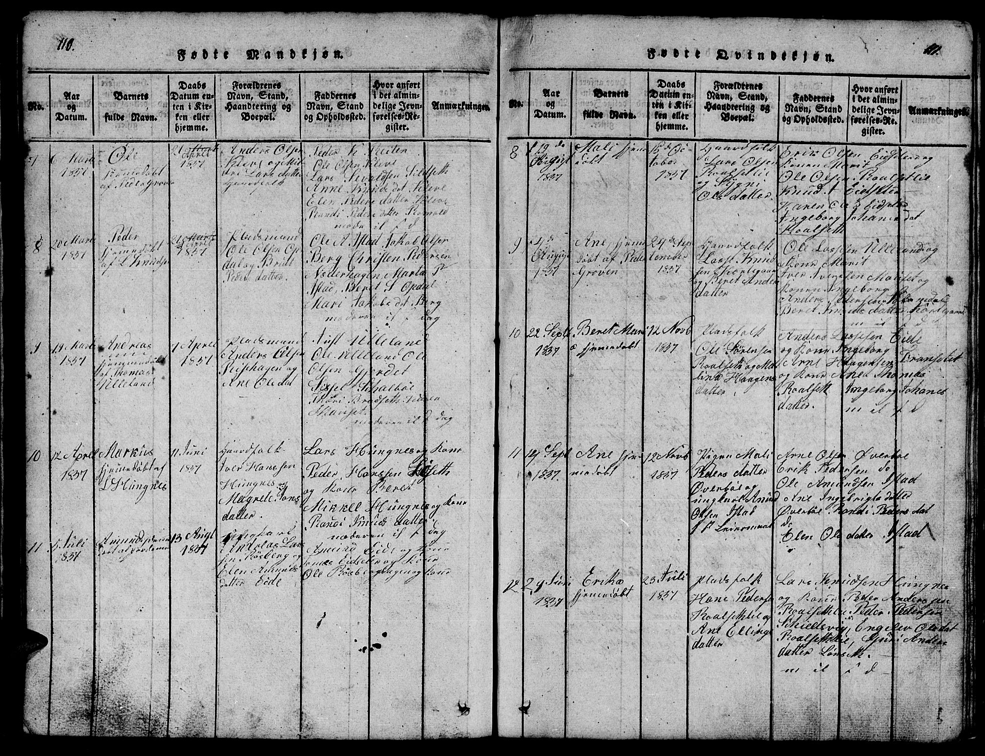 Ministerialprotokoller, klokkerbøker og fødselsregistre - Møre og Romsdal, AV/SAT-A-1454/557/L0683: Parish register (copy) no. 557C01, 1818-1862, p. 110-111