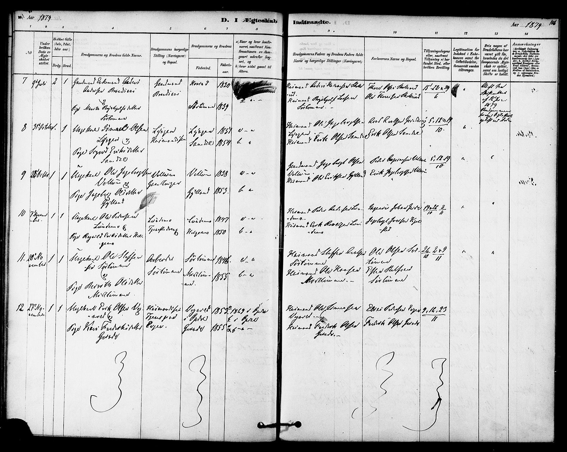 Ministerialprotokoller, klokkerbøker og fødselsregistre - Sør-Trøndelag, SAT/A-1456/692/L1105: Parish register (official) no. 692A05, 1878-1890, p. 108