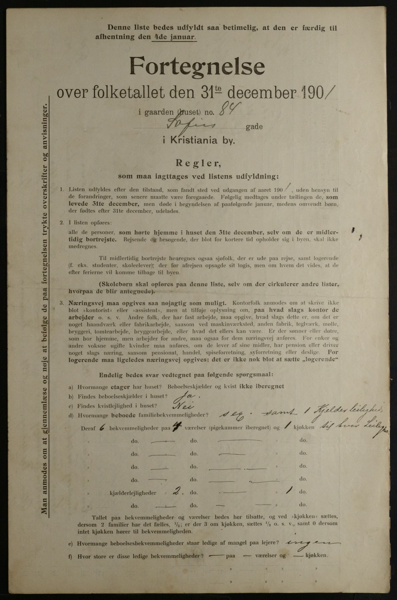 OBA, Municipal Census 1901 for Kristiania, 1901, p. 15284